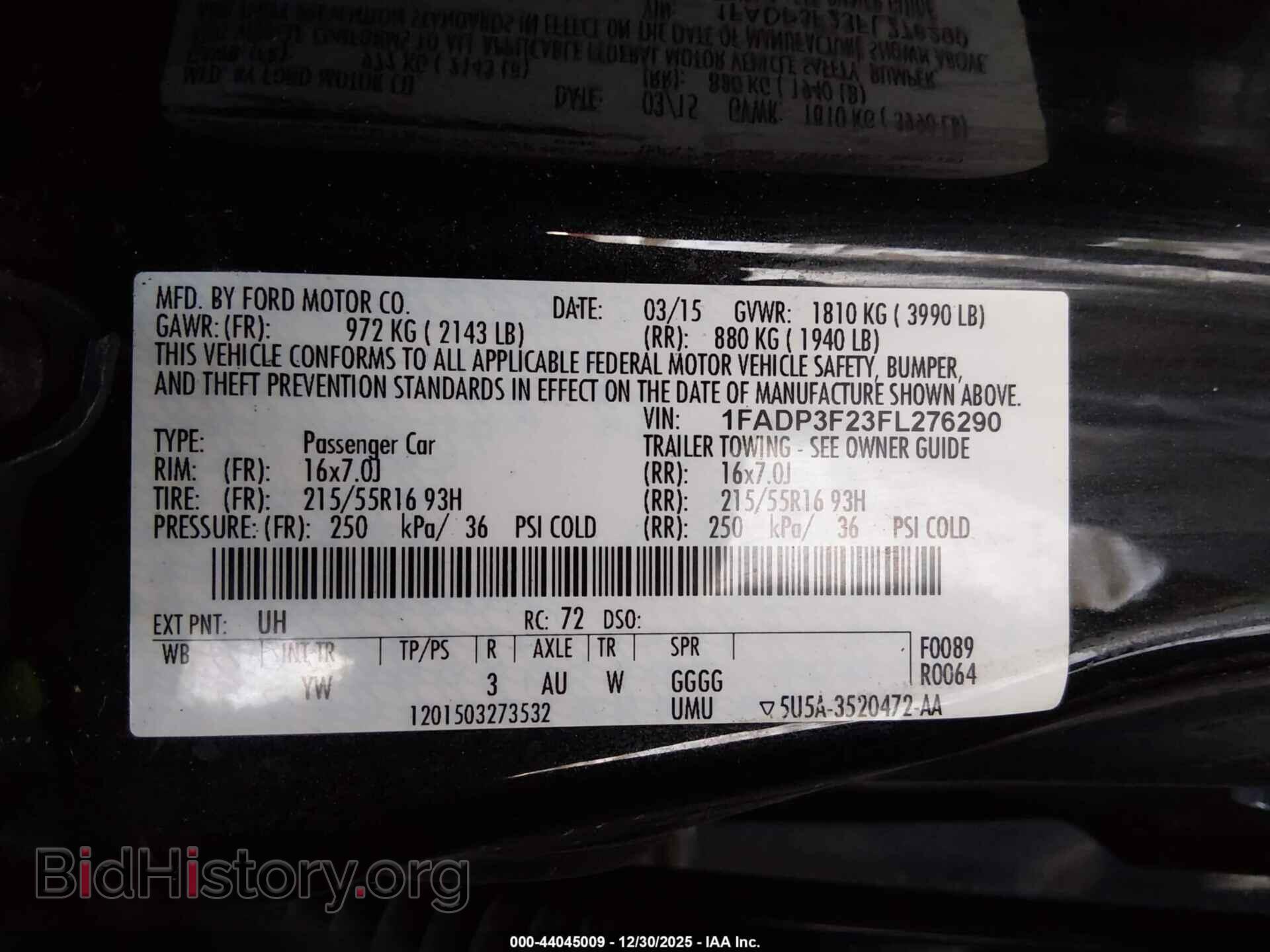 2015 FORD FOCUS - VIN: 1FADP3F23FL276290 - Фото 9