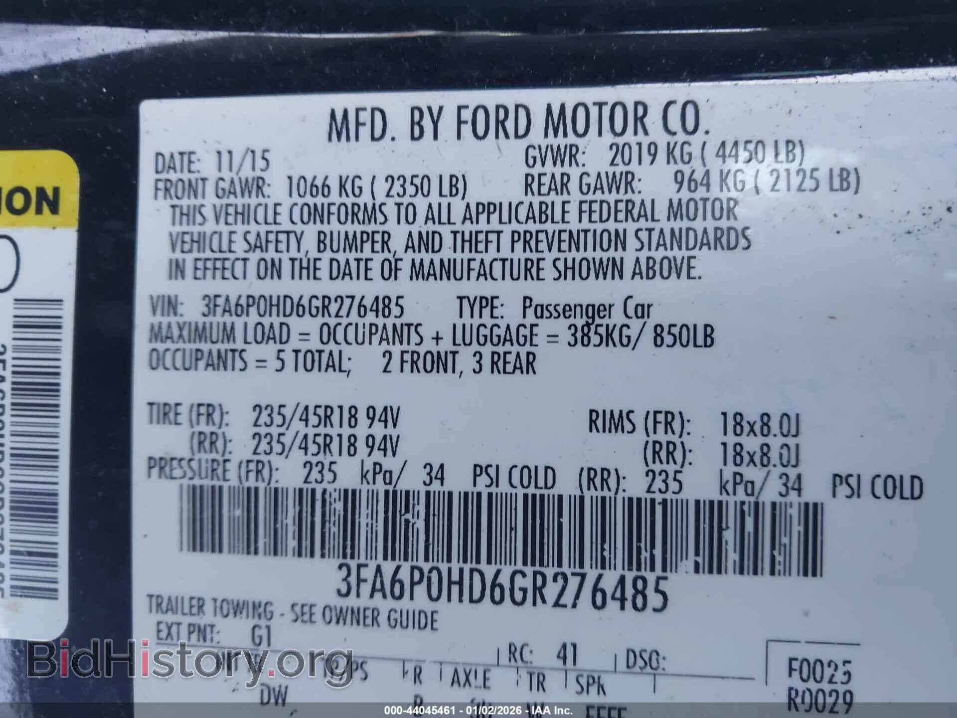 2016 FORD FUSION - VIN: 3FA6P0HD6GR276485 - Фото 9