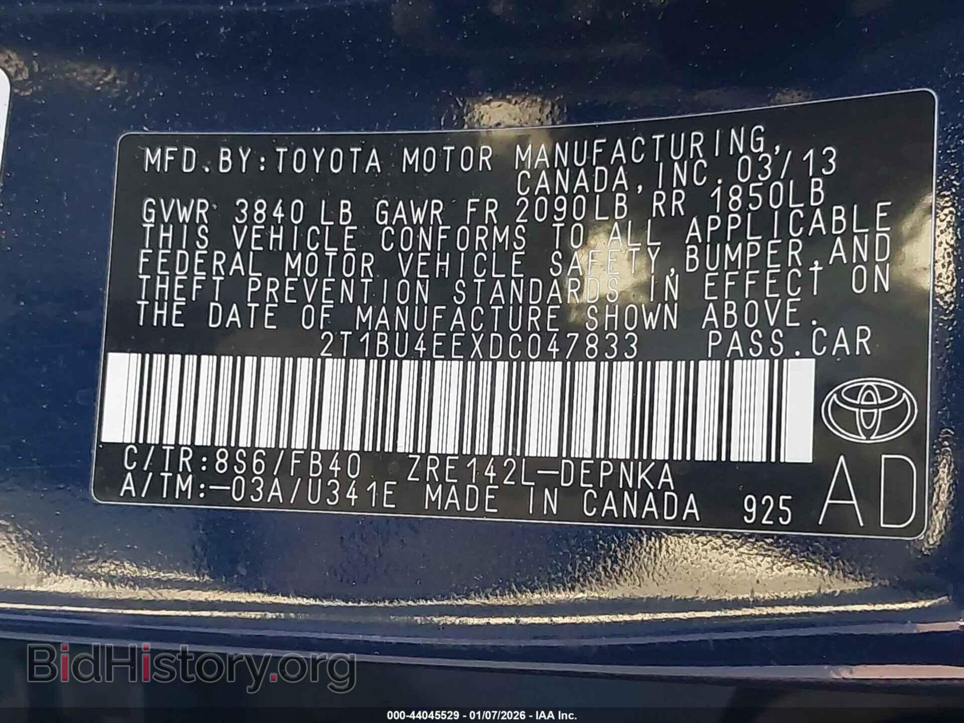 2013 TOYOTA COROLLA - VIN: 2T1BU4EEXDC047833 - Фото 9