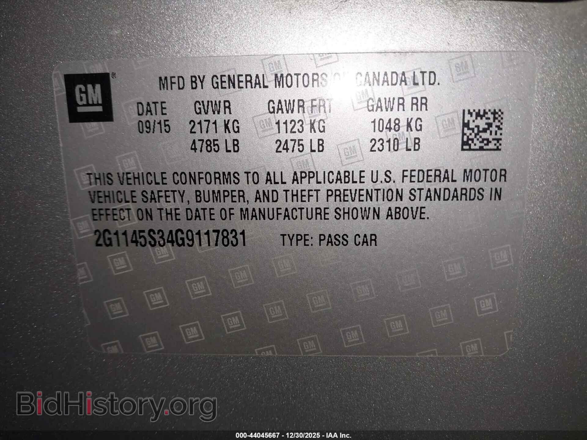 2016 CHEVROLET IMPALA - VIN: 2G1145S34G9117831 - Фото 9