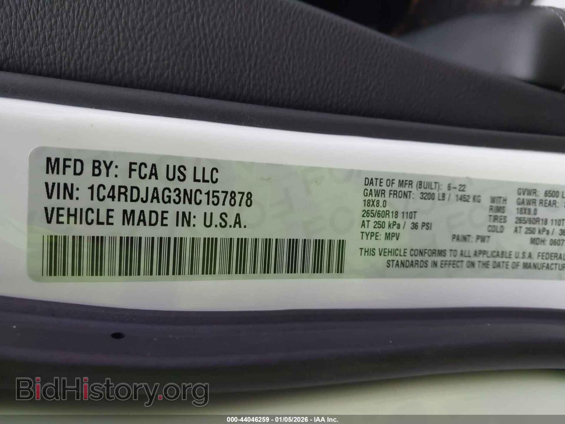 2022 DODGE DURANGO - VIN: 1C4RDJAG3NC157878 - Photo 9