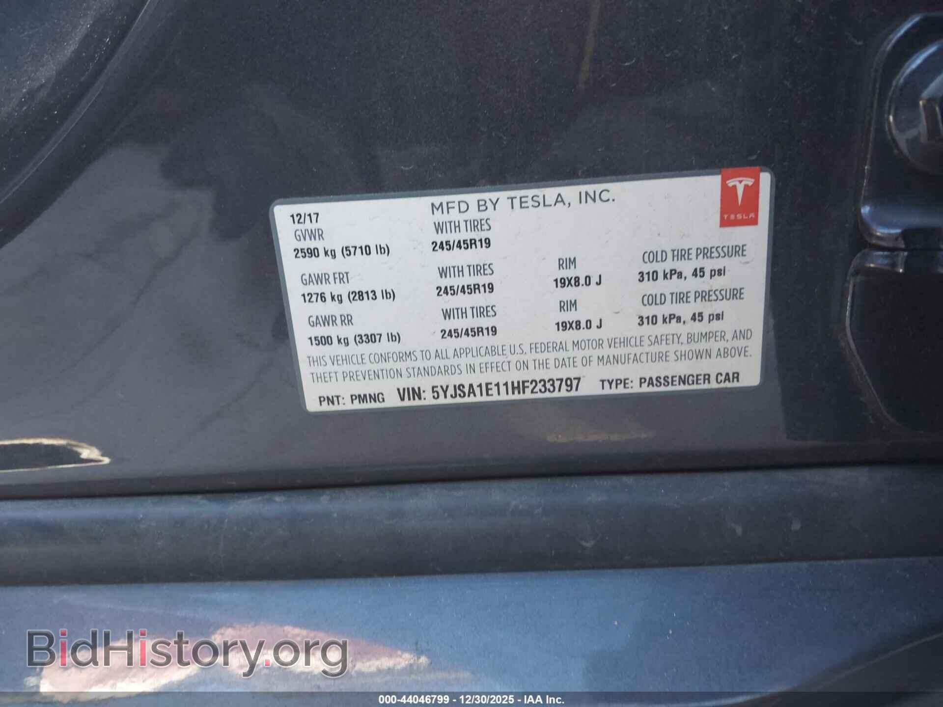 2017 TESLA MODEL S - VIN: 5YJSA1E11HF233797 - Фото 9