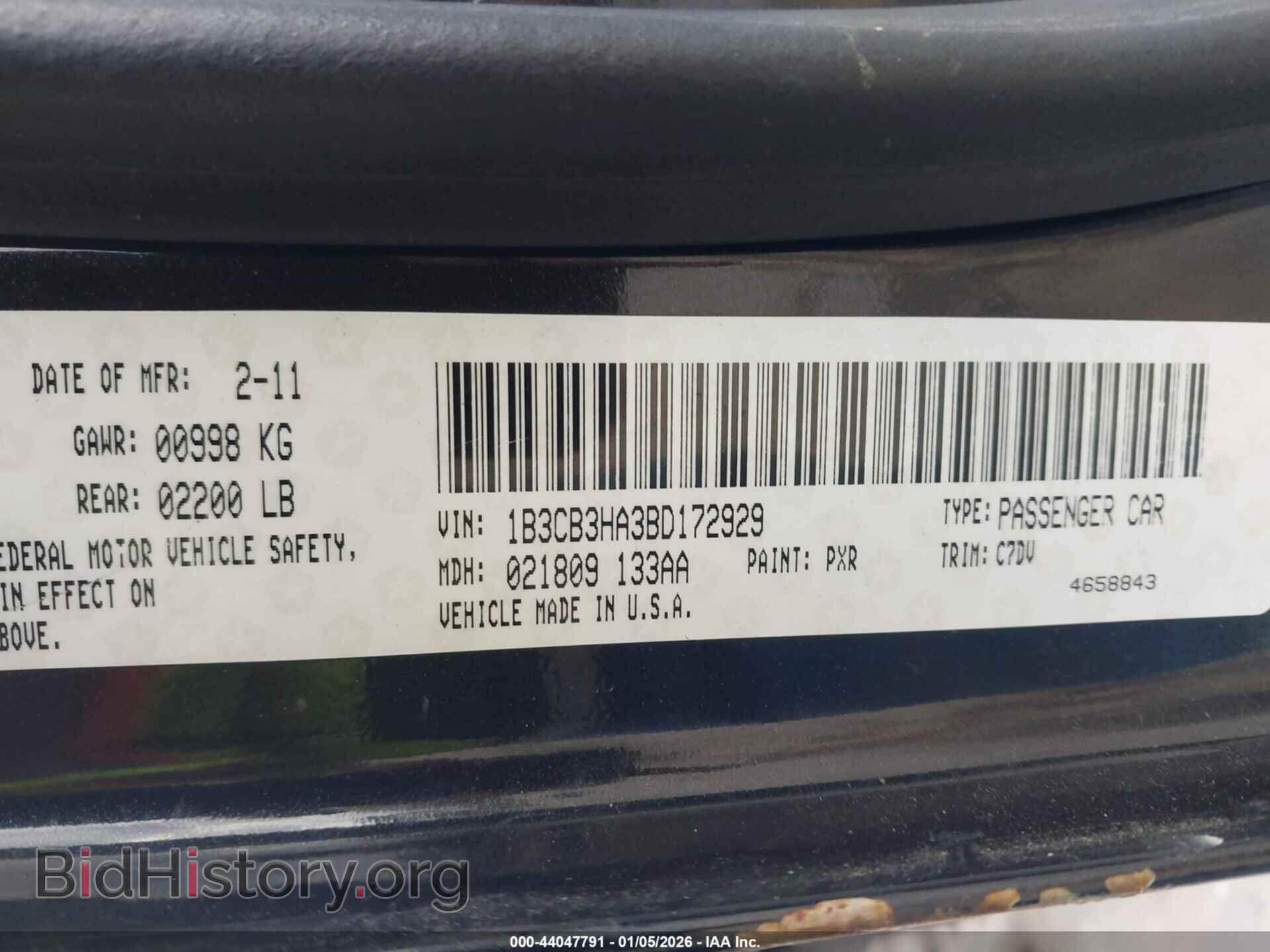 2011 DODGE CALIBER - VIN: 1B3CB3HA3BD172929 - Фото 9