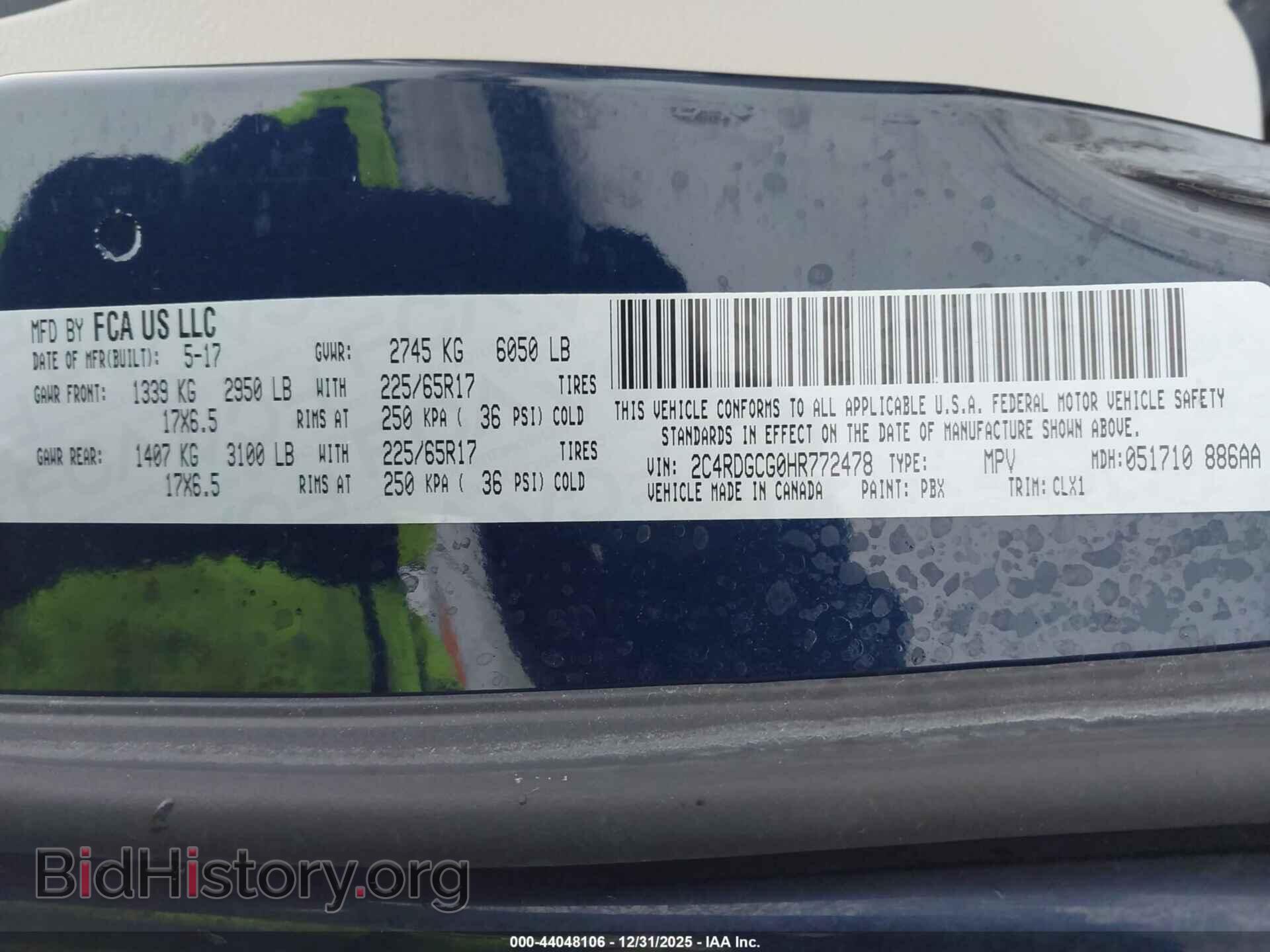 2017 DODGE GRAND CARAVAN - VIN: 2C4RDGCG0HR772478 - Фото 9