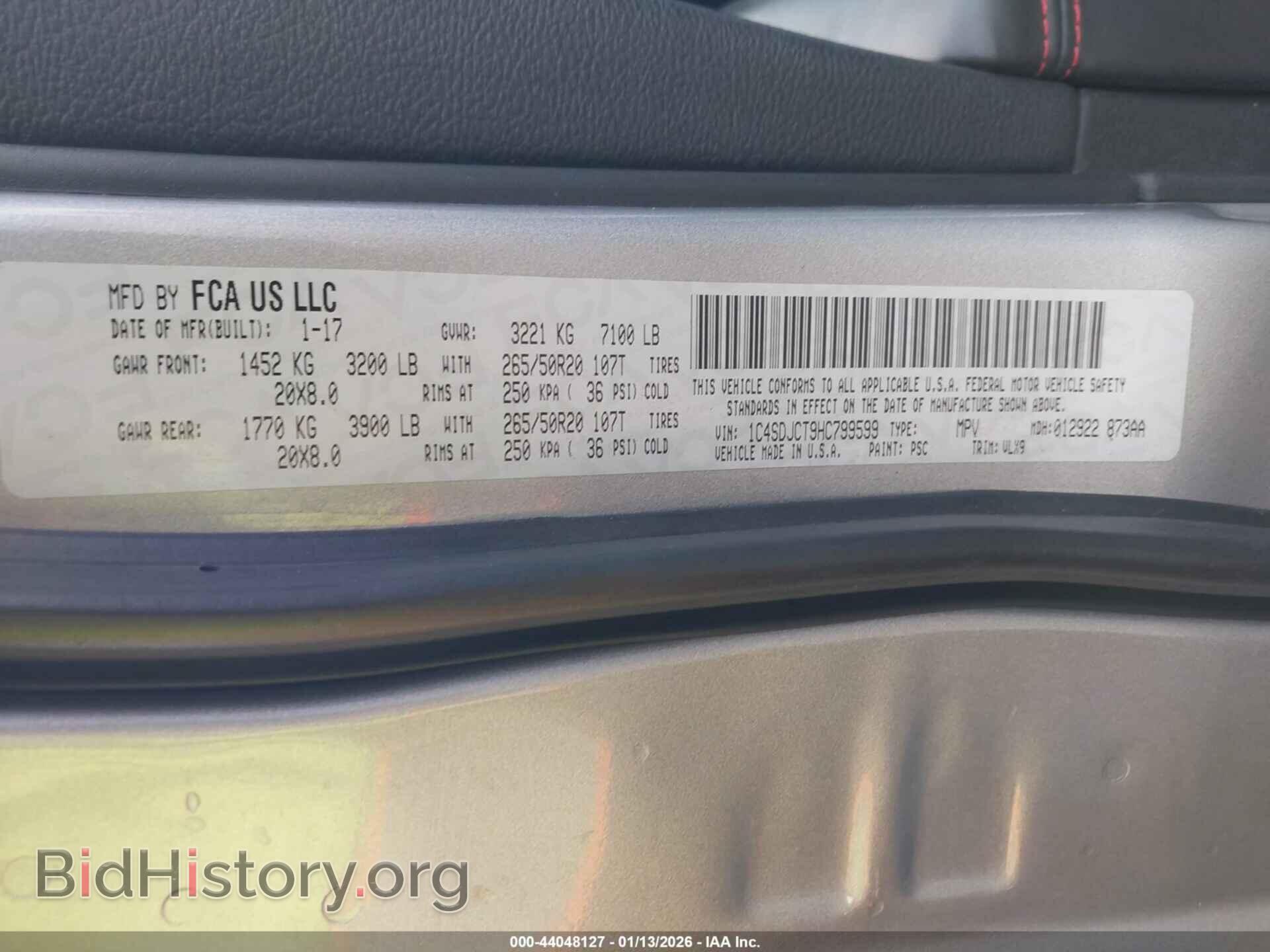 2017 DODGE DURANGO - VIN: 1C4SDJCT9HC799599 - Photo 9
