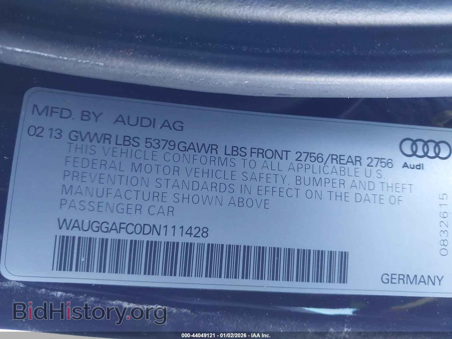 2013 AUDI A6 - VIN: WAUGGAFC0DN111428 - Фото 9