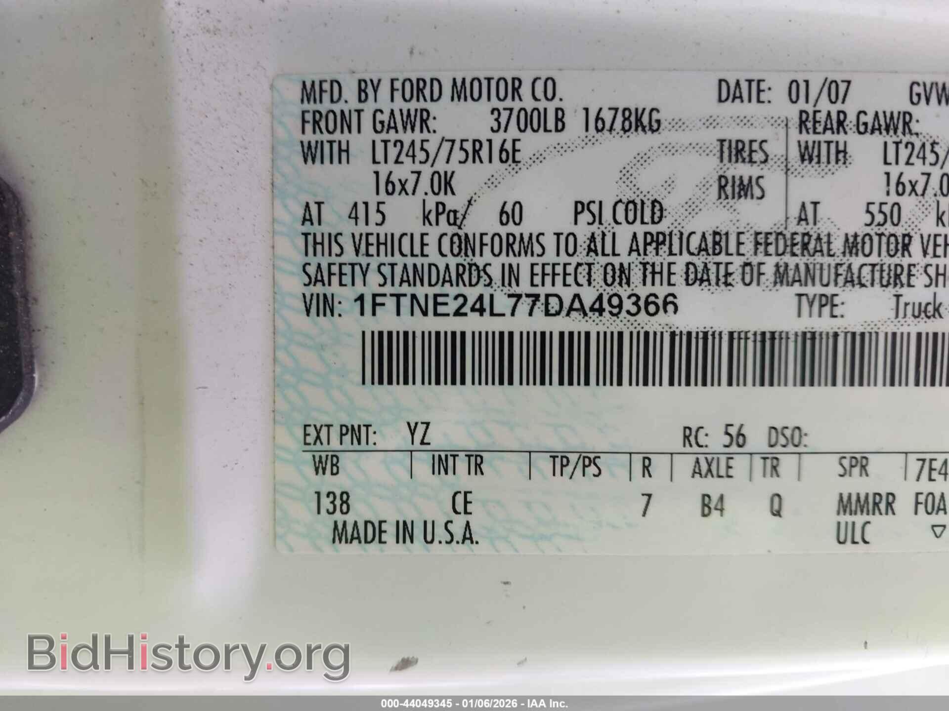 2007 FORD E-250 - VIN: 1FTNE24L77DA49366 - Фото 9