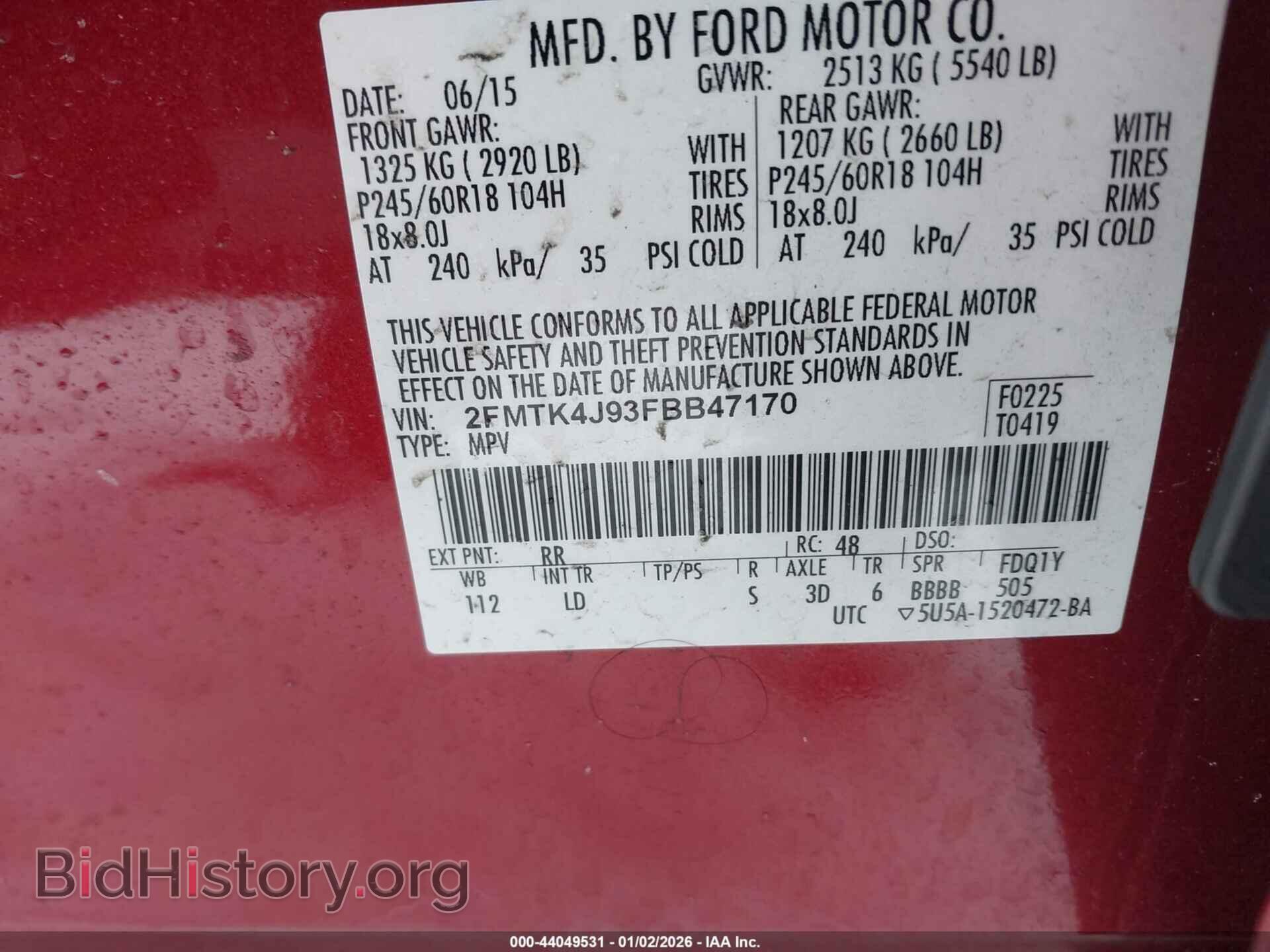 2015 FORD EDGE - VIN: 2FMTK4J93FBB47170 - Photo 9