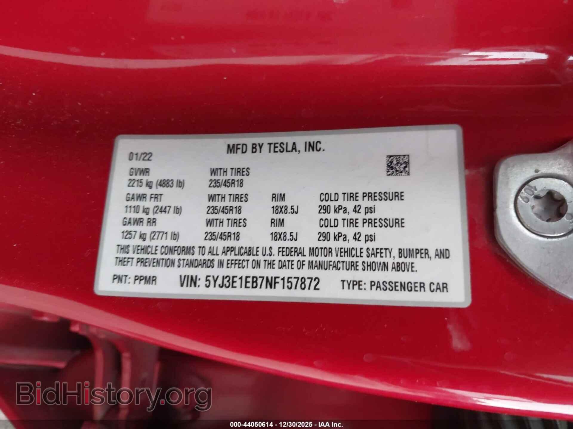 2022 TESLA MODEL 3 - VIN: 5YJ3E1EB7NF157872 - Фото 9