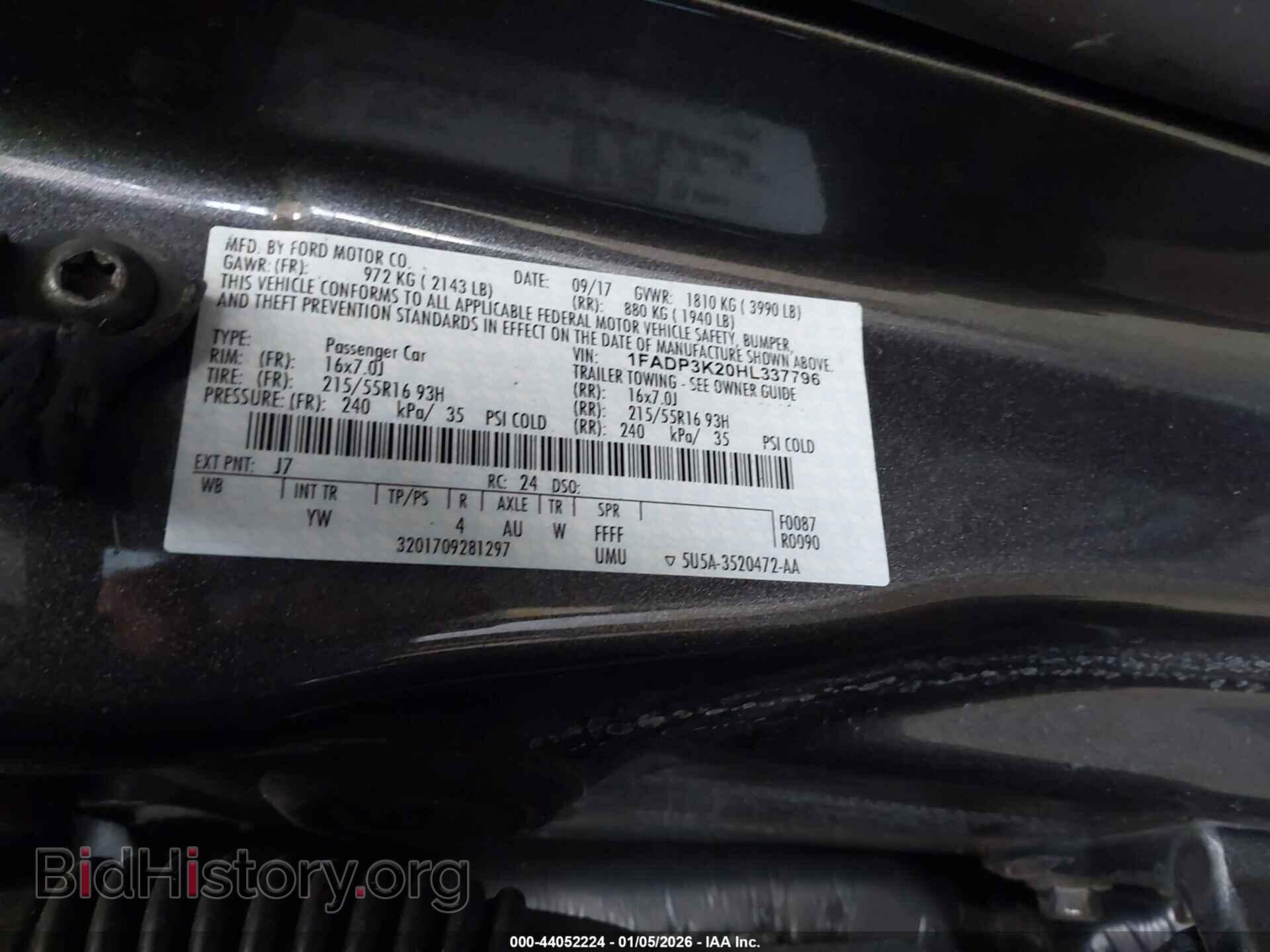 2017 FORD FOCUS - VIN: 1FADP3K20HL337796 - Фото 9