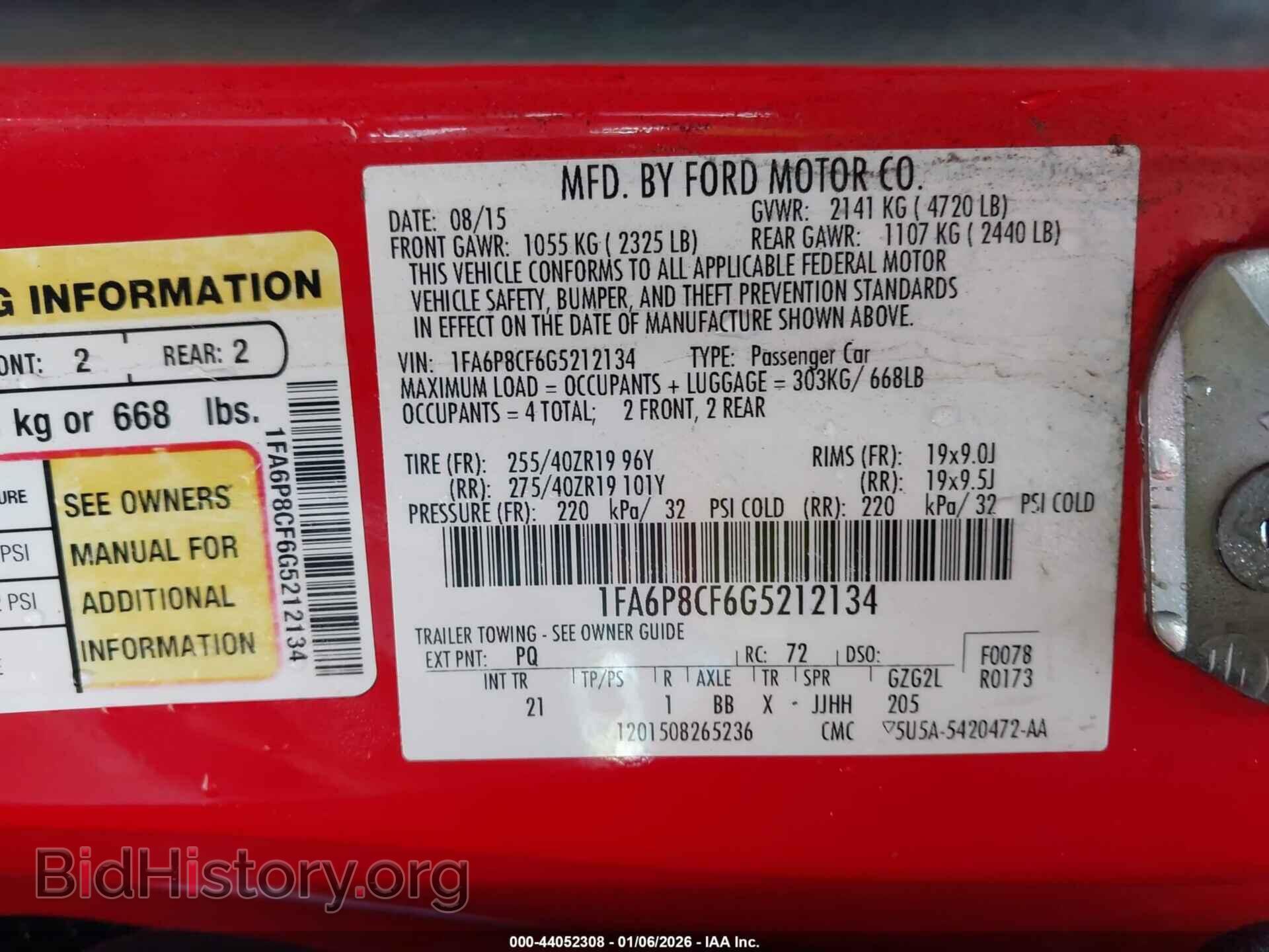 2016 FORD MUSTANG - VIN: 1FA6P8CF6G5212134 - Фото 9