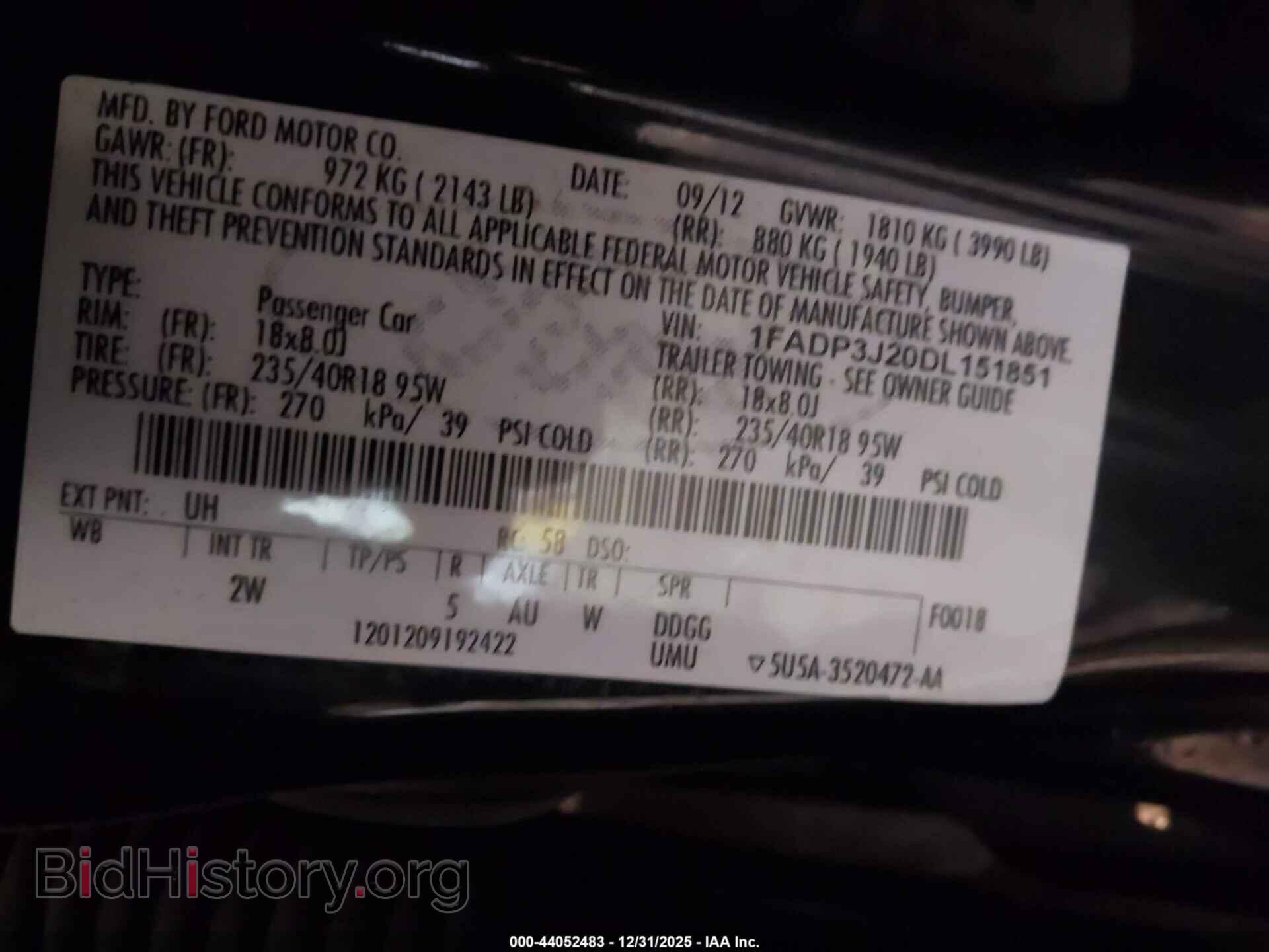 2013 FORD FOCUS - VIN: 1FADP3J20DL151851 - Фото 9