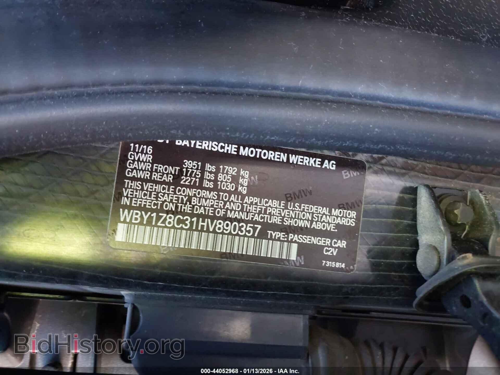 2017 BMW I3 - VIN: WBY1Z8C31HV890357 - Фото 9