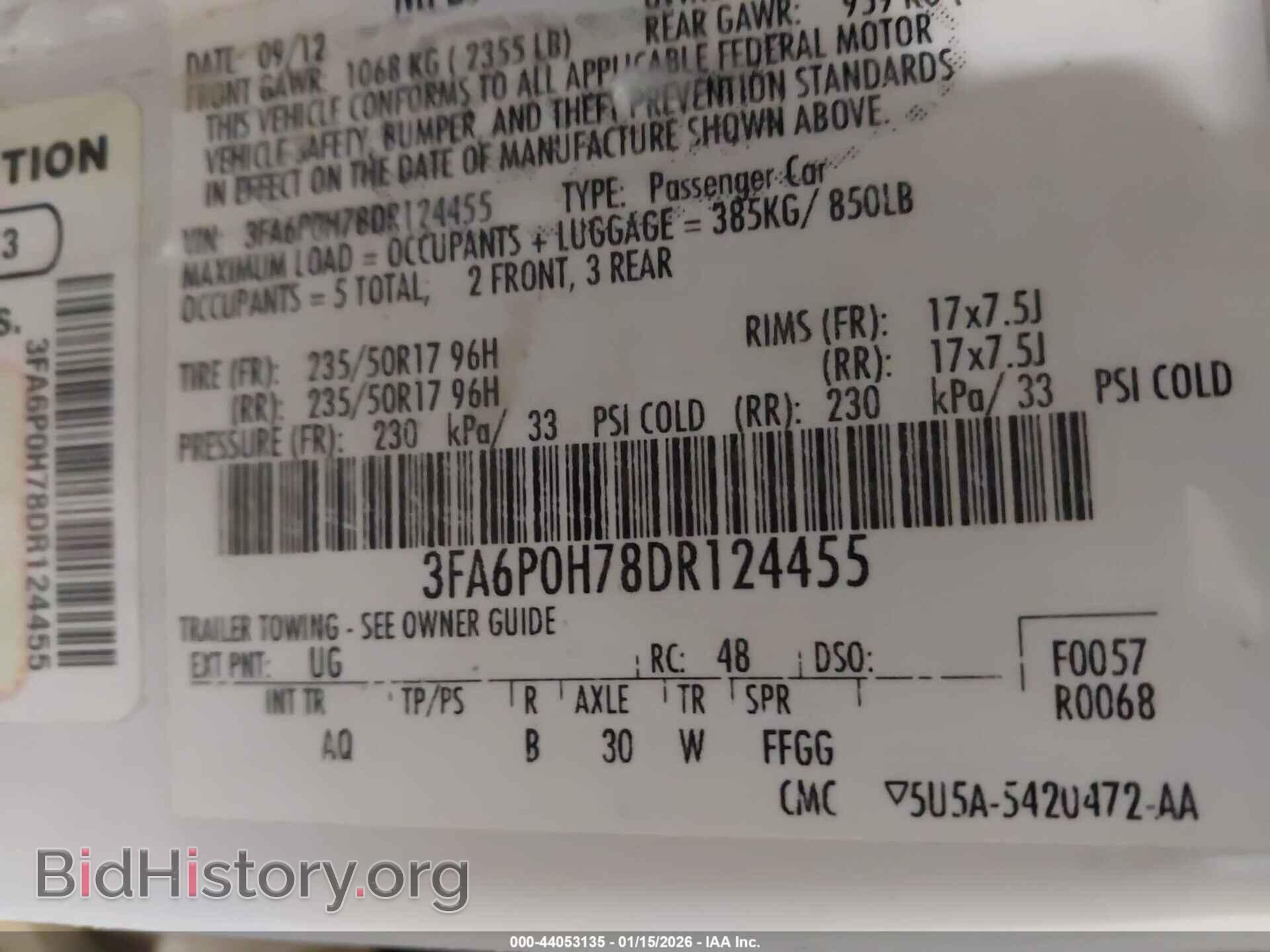2013 FORD FUSION - VIN: 3FA6P0H78DR124455 - Фото 9