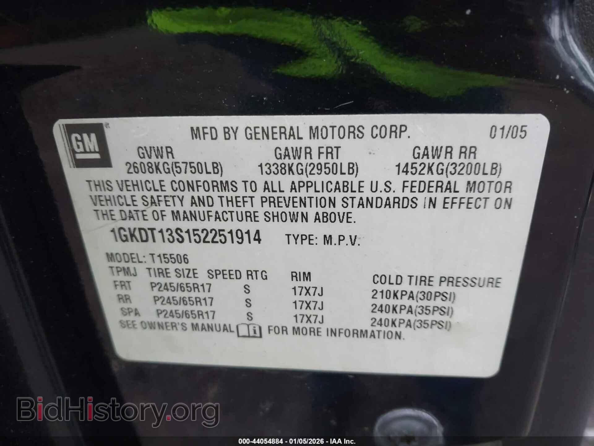 2005 GMC ENVOY - VIN: 1GKDT13S152251914 - Фото 9