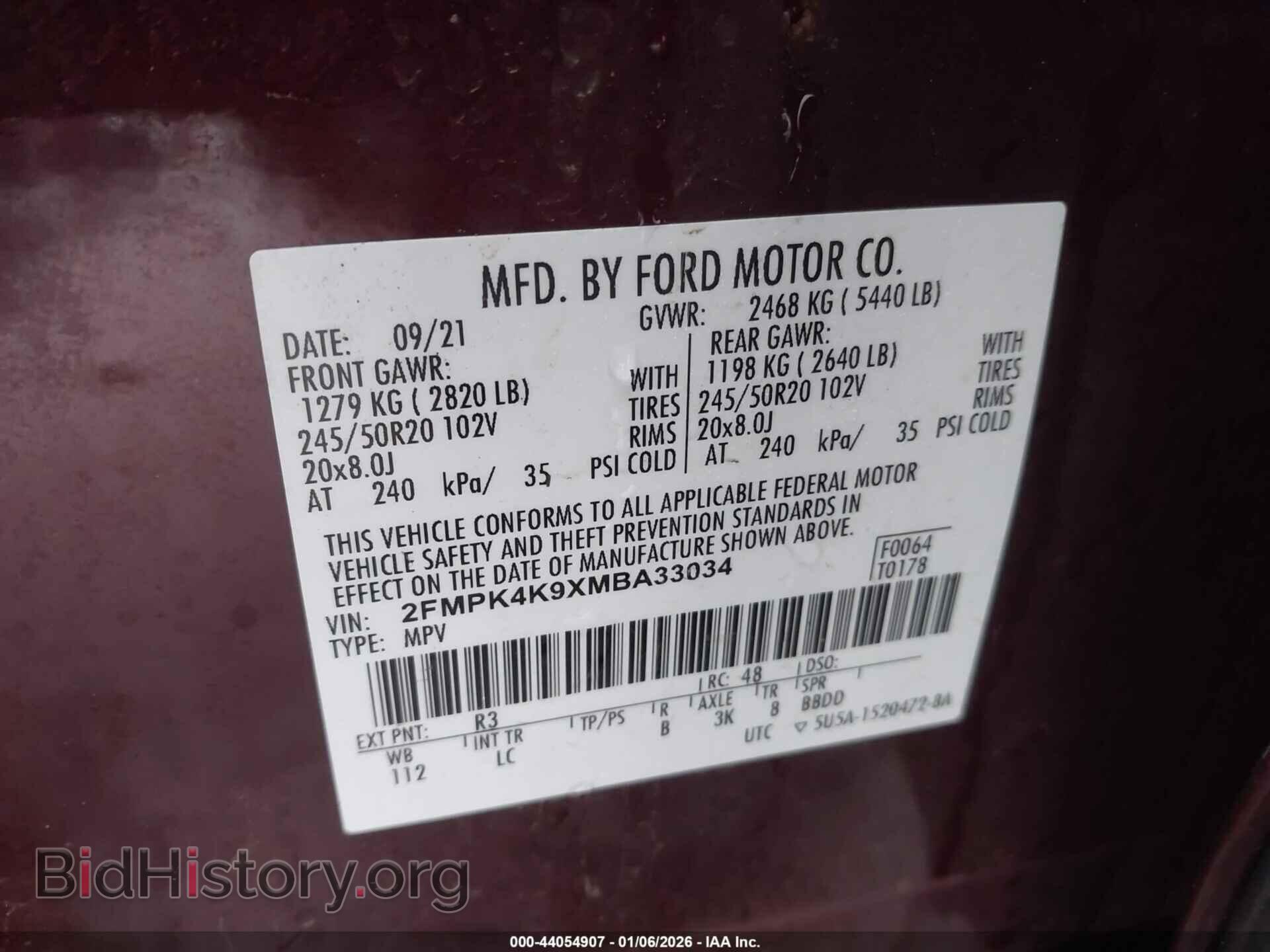 2021 FORD EDGE - VIN: 2FMPK4K9XMBA33034 - Photo 9