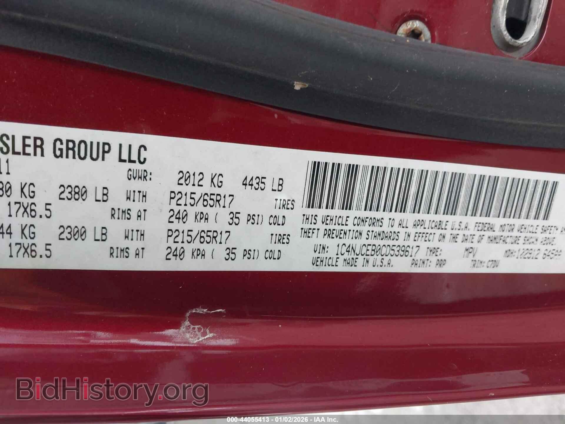 2012 JEEP COMPASS - VIN: 1C4NJCEB0CD539617 - Photo 9