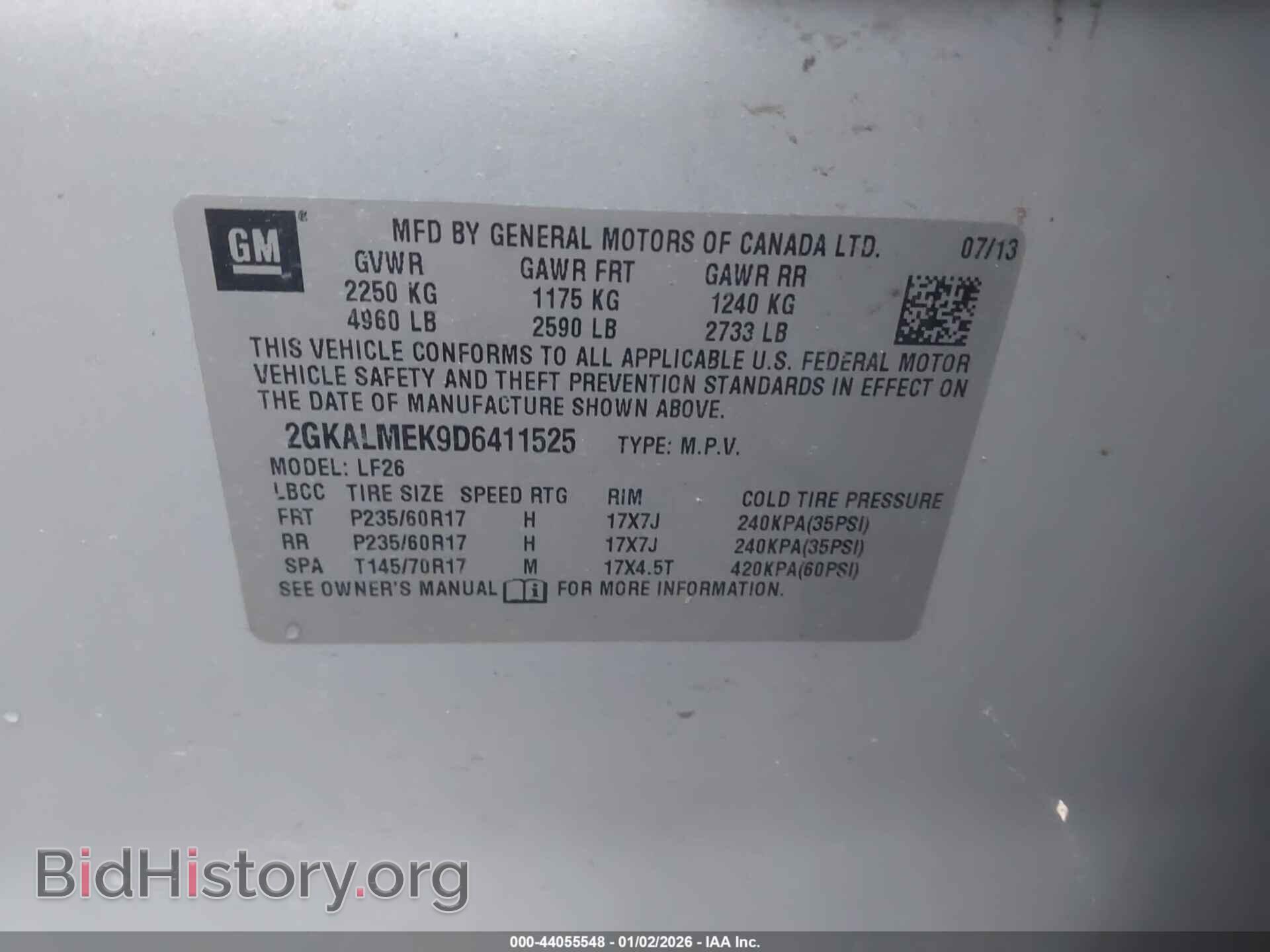 2013 GMC TERRAIN - VIN: 2GKALMEK9D6411525 - Photo 9