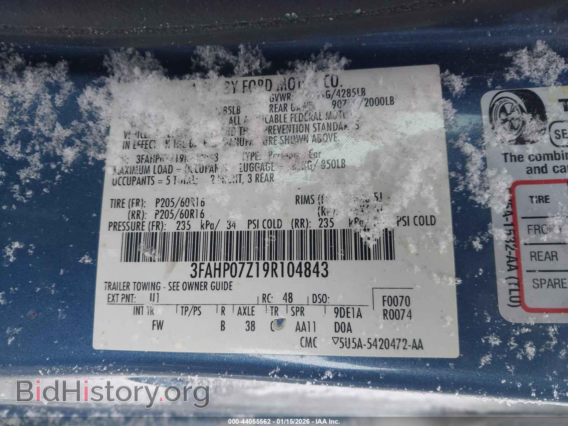 2009 FORD FUSION - VIN: 3FAHP07Z19R104843 - Фото 9