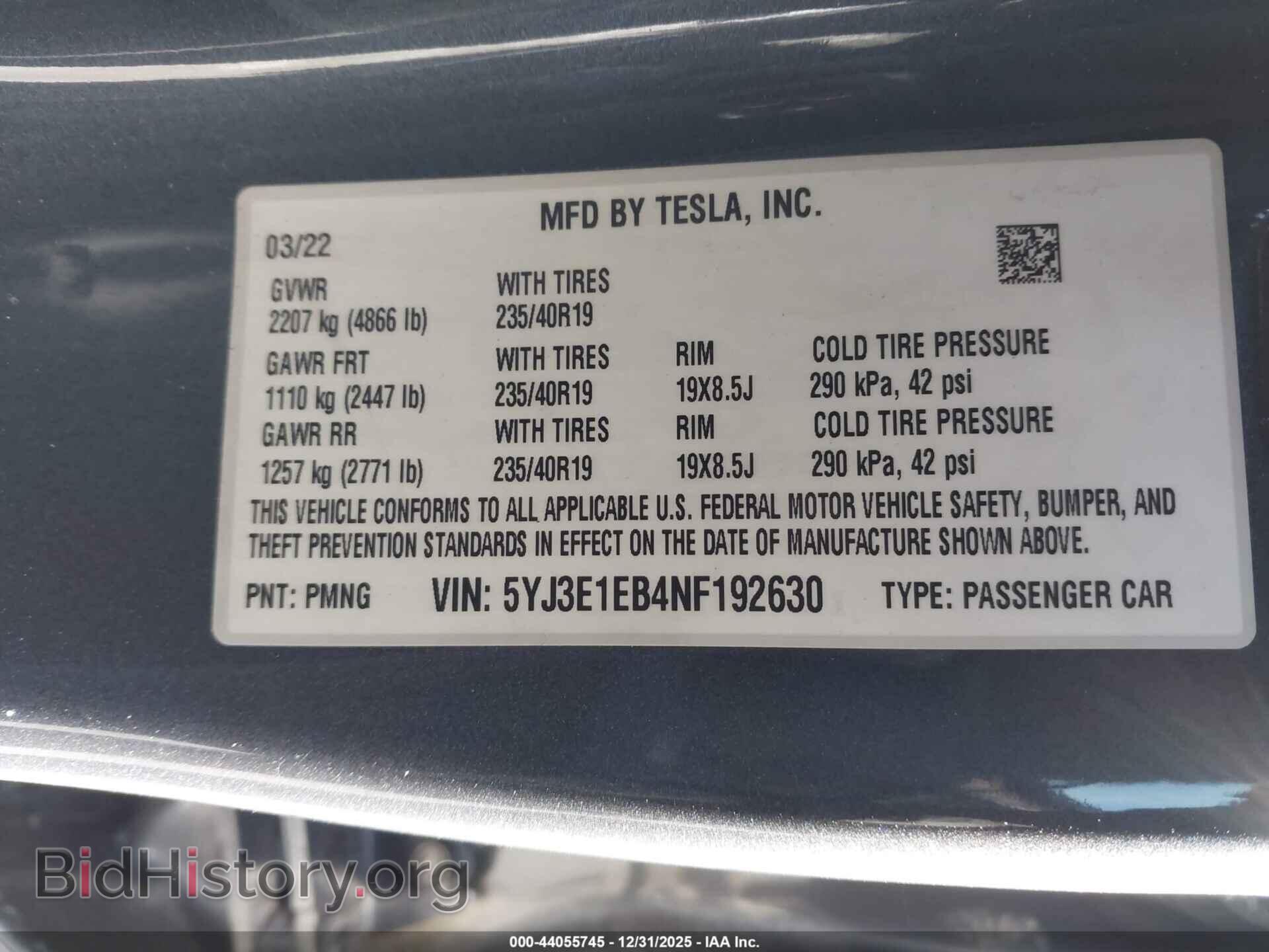 2022 TESLA MODEL 3 - VIN: 5YJ3E1EB4NF192630 - Фото 9