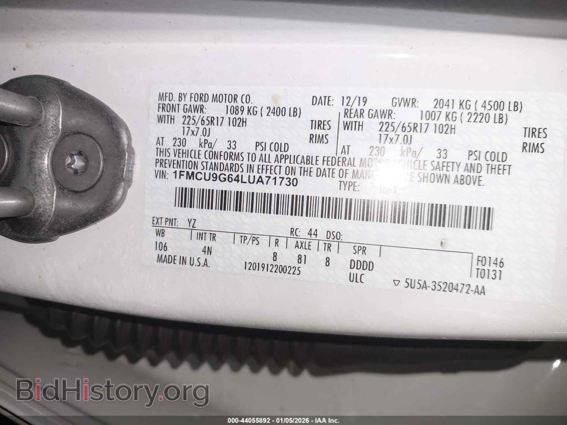 2020 FORD ESCAPE - VIN: 1FMCU9G64LUA71730 - Photo 9