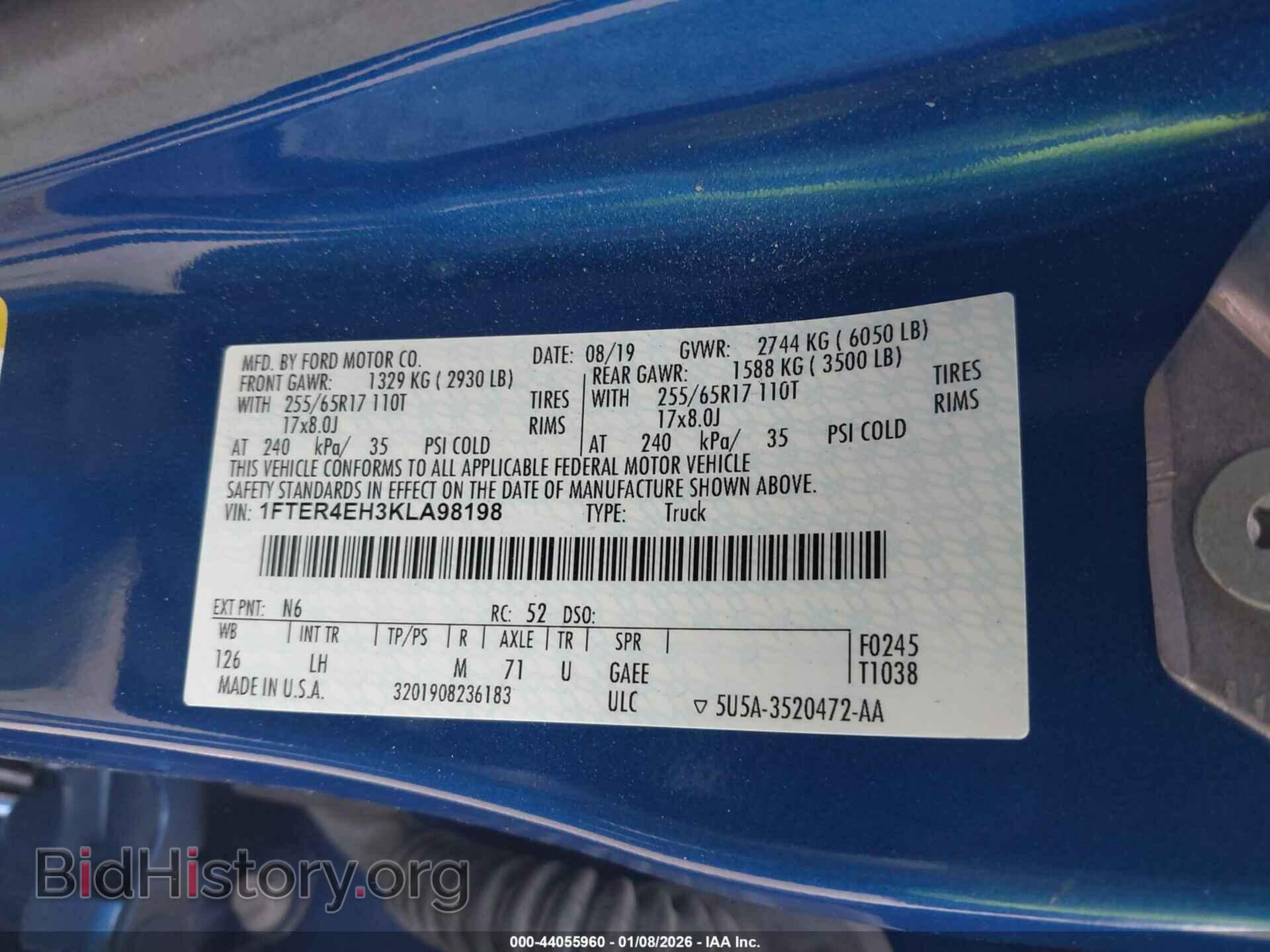 2019 FORD RANGER - VIN: 1FTER4EH3KLA98198 - Фото 9