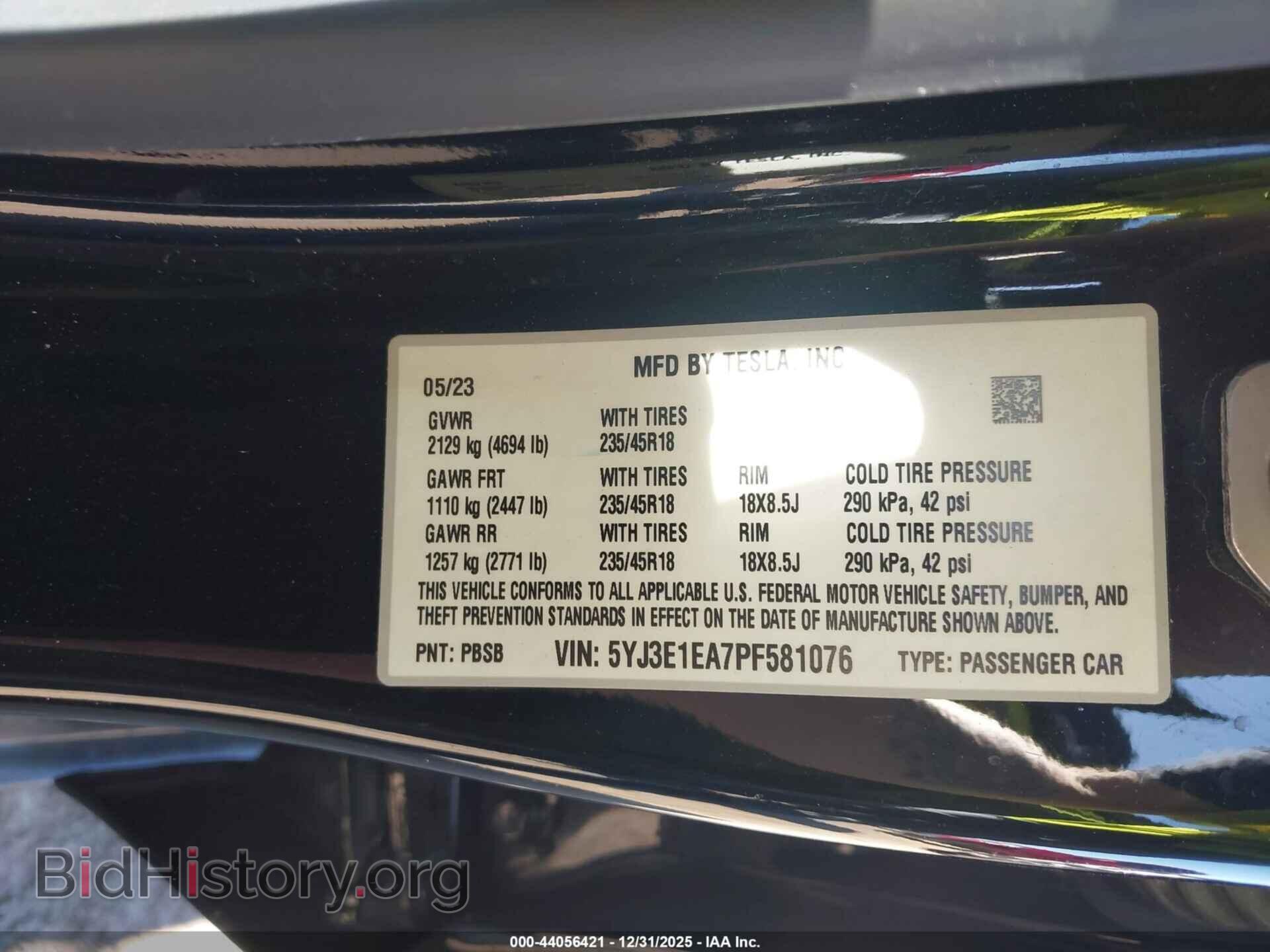 2023 TESLA MODEL 3 - VIN: 5YJ3E1EA7PF581076 - Фото 9