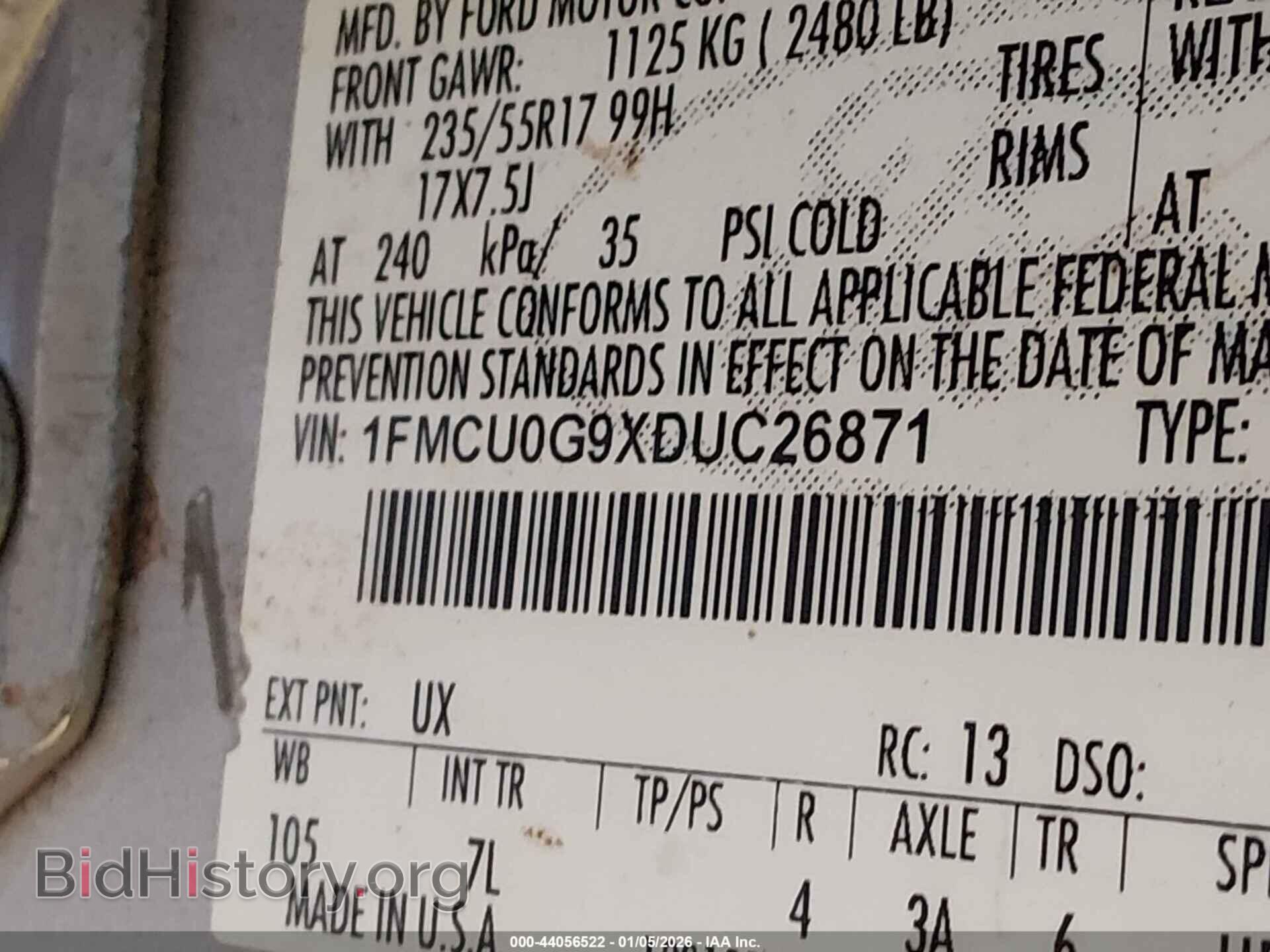 2013 FORD ESCAPE - VIN: 1FMCU0G9XDUC26871 - Фото 9