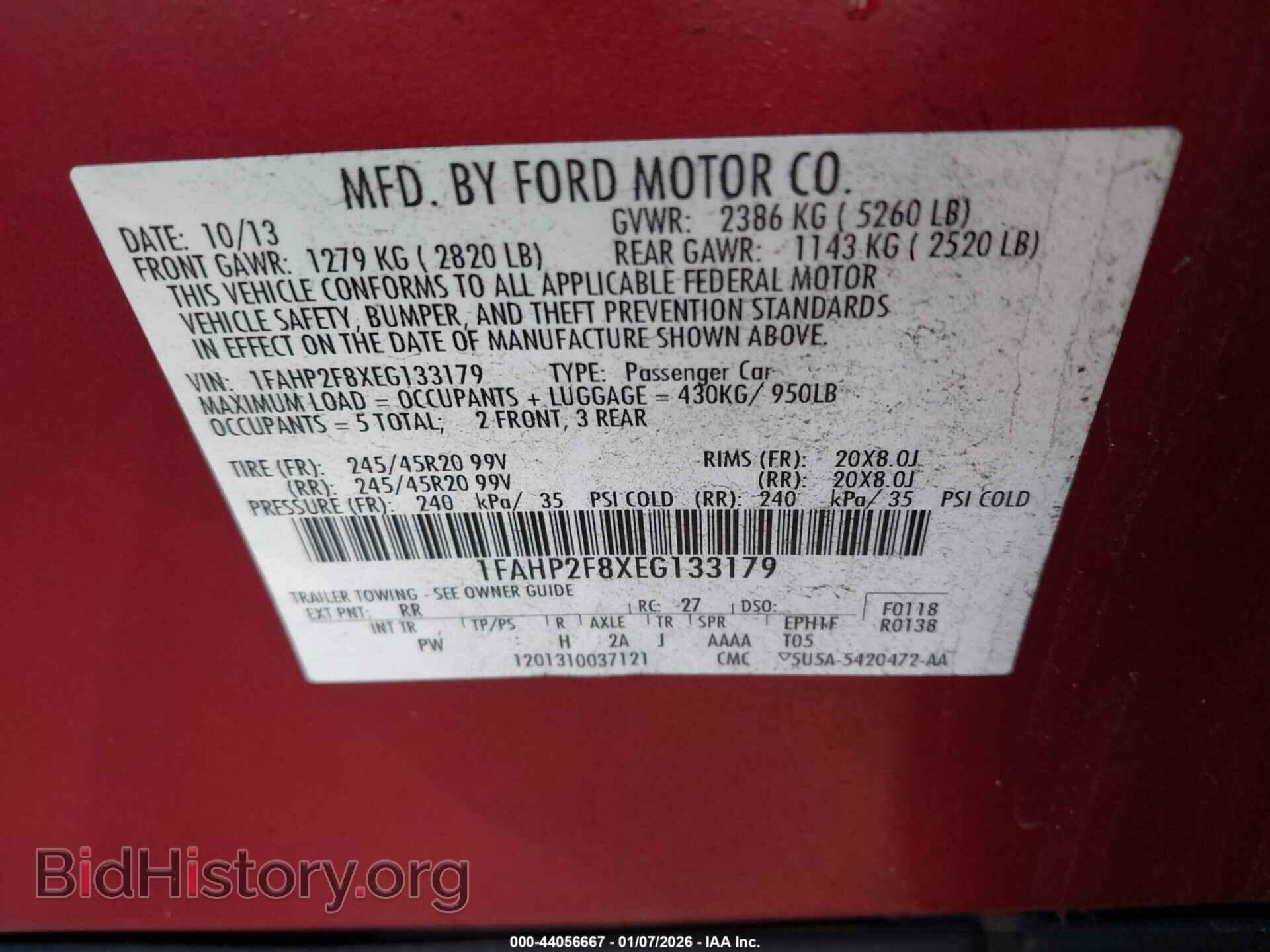 2014 FORD TAURUS - VIN: 1FAHP2F8XEG133179 - Фото 9