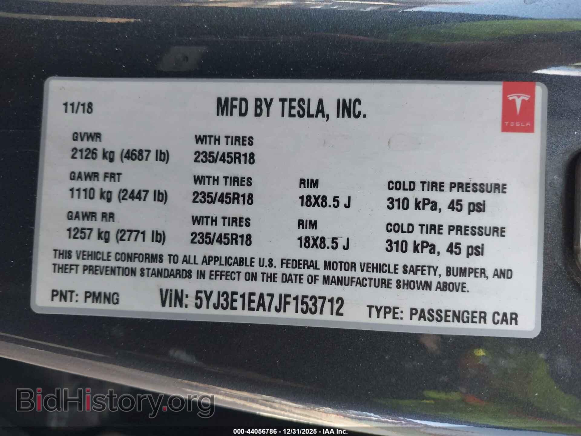 2018 TESLA MODEL 3 - VIN: 5YJ3E1EA7JF153712 - Photo 9