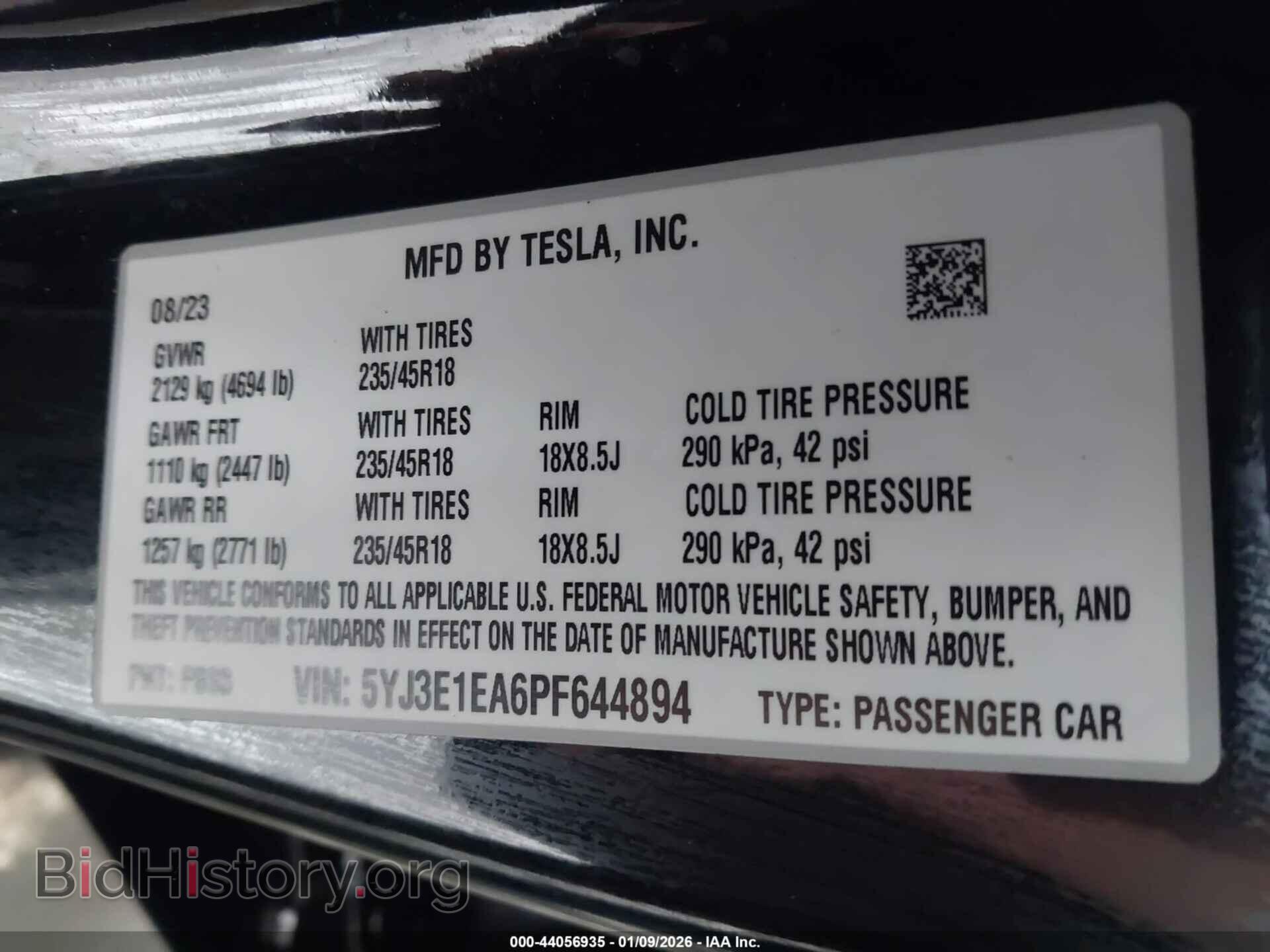 2023 TESLA MODEL 3 - VIN: 5YJ3E1EA6PF644894 - Фото 9