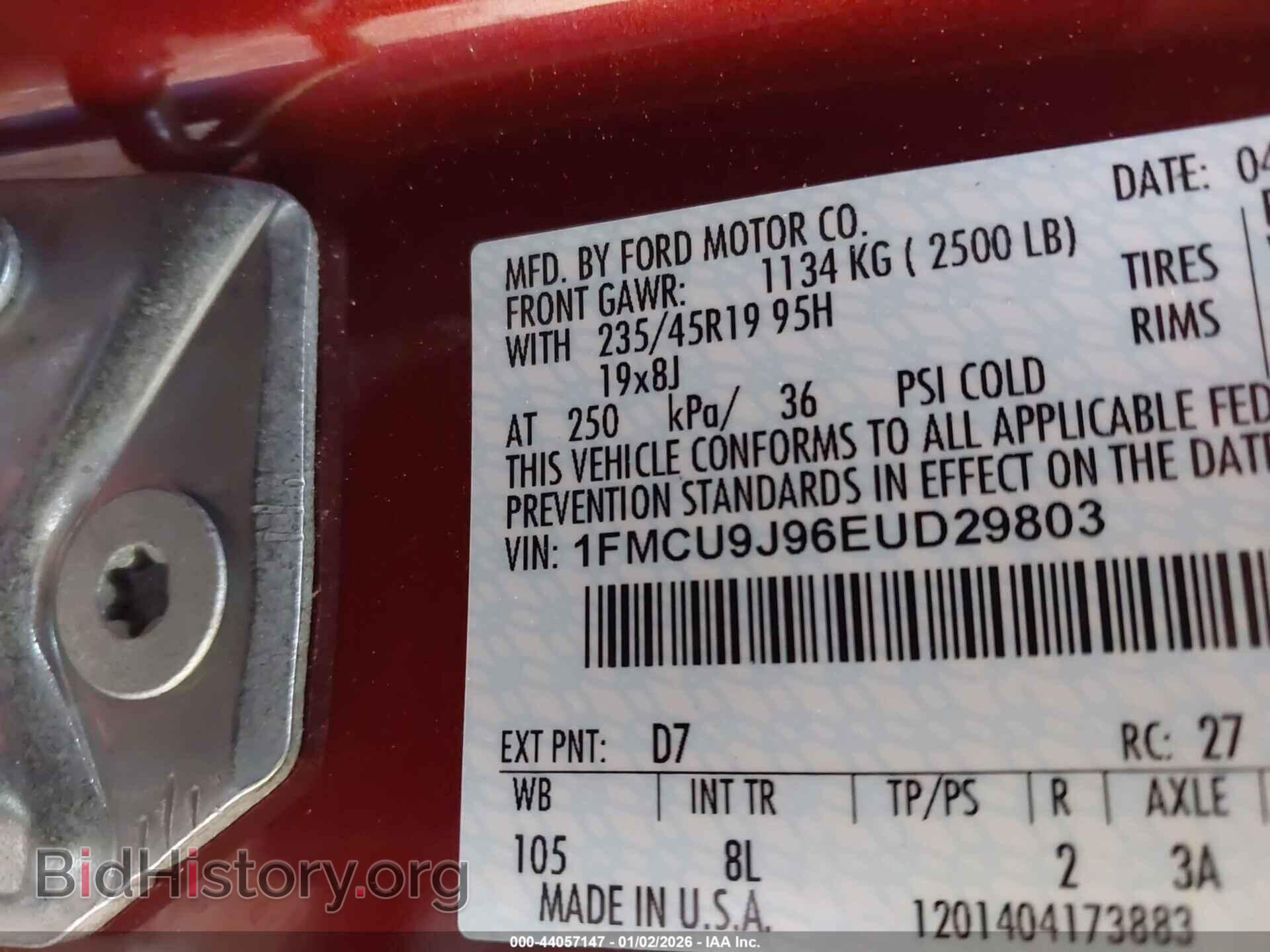 2014 FORD ESCAPE - VIN: 1FMCU9J96EUD29803 - Фото 9
