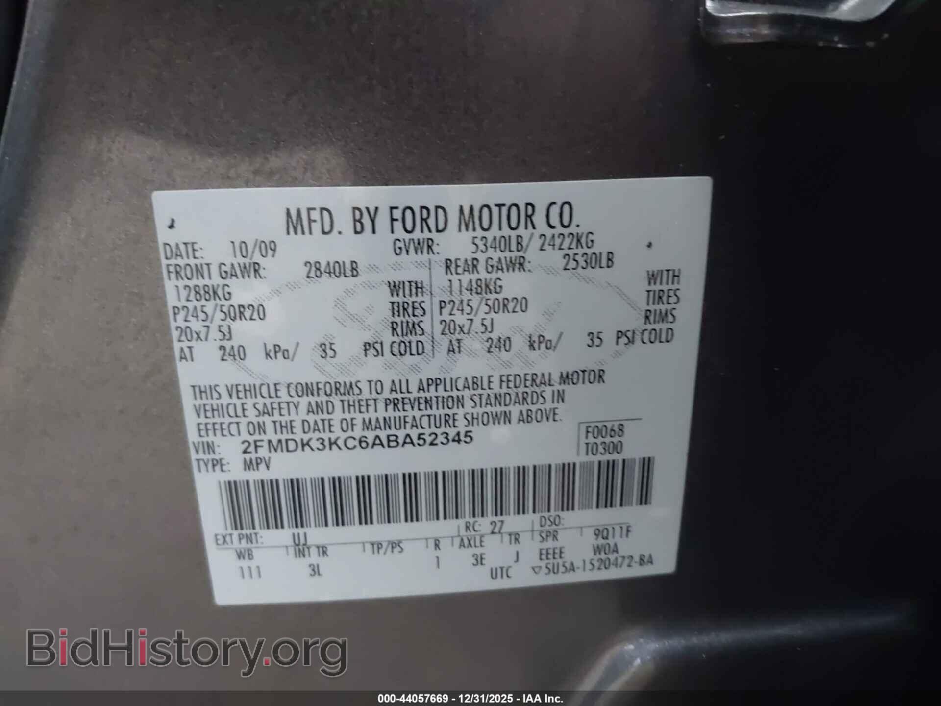 2010 FORD EDGE - VIN: 2FMDK3KC6ABA52345 - Photo 9