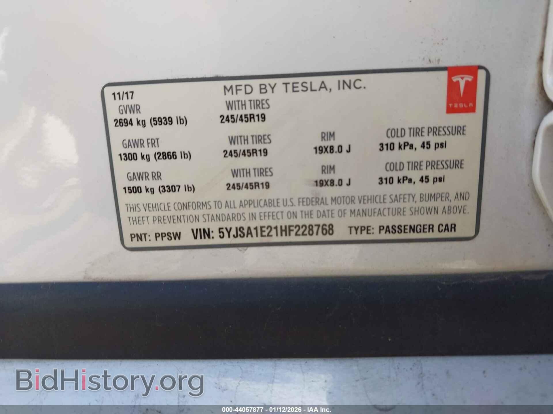 2017 TESLA MODEL S - VIN: 5YJSA1E21HF228768 - Фото 9