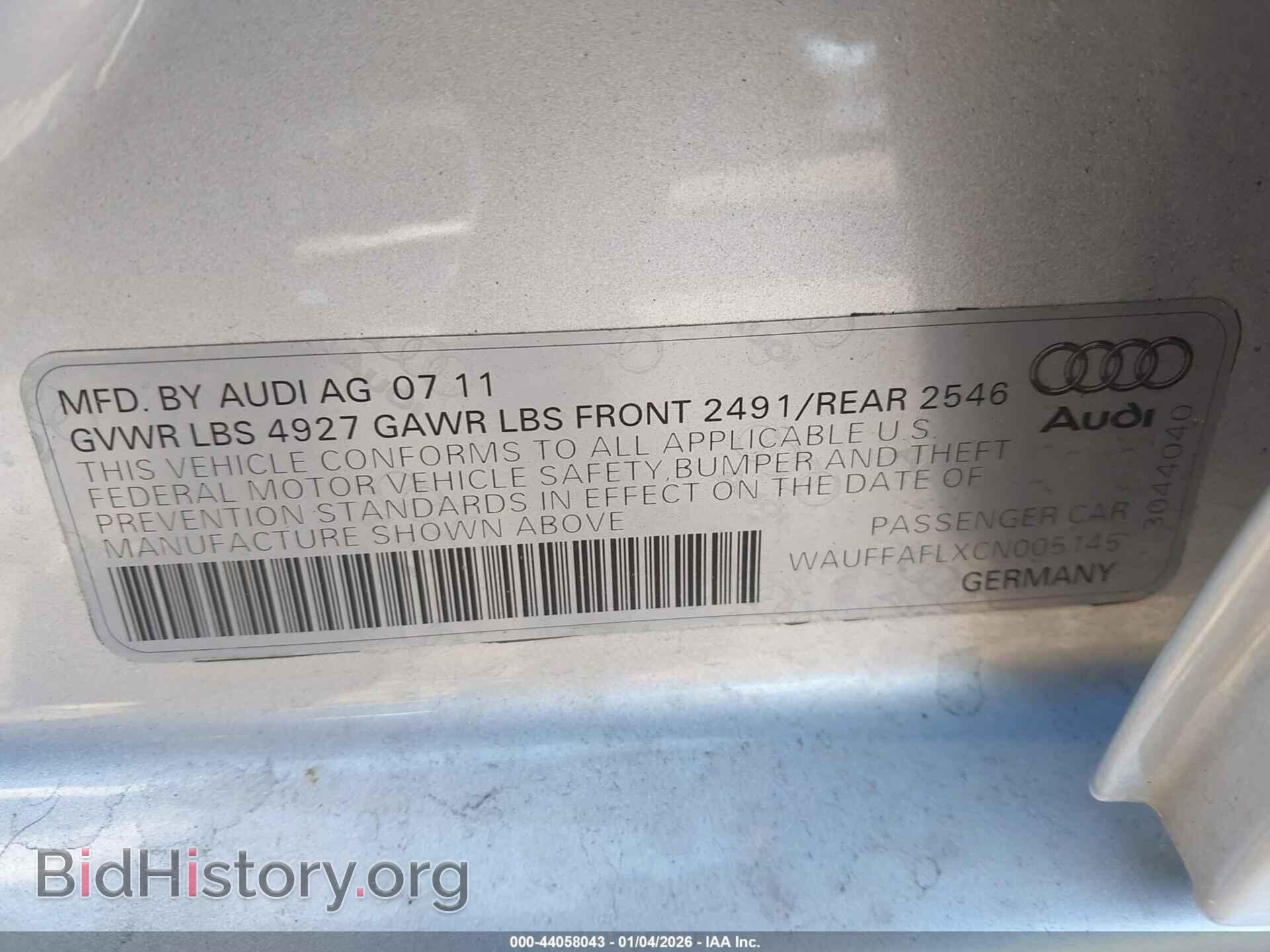 2012 AUDI A4 - VIN: WAUFFAFLXCN005145 - Фото 9