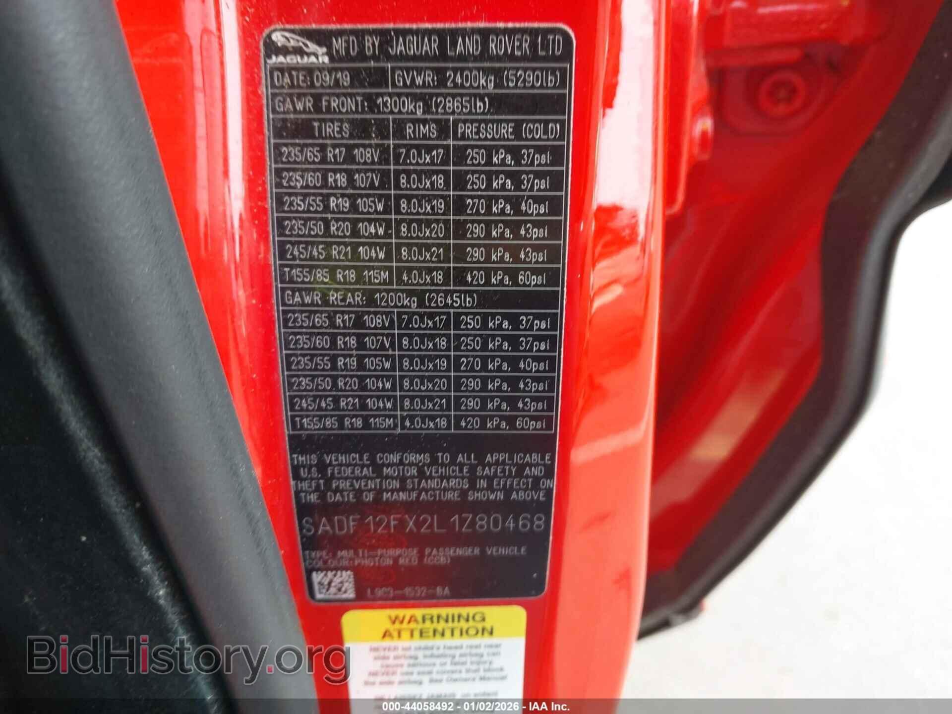 2020 JAGUAR E-PACE - VIN: SADF12FX2L1Z80468 - Photo 9