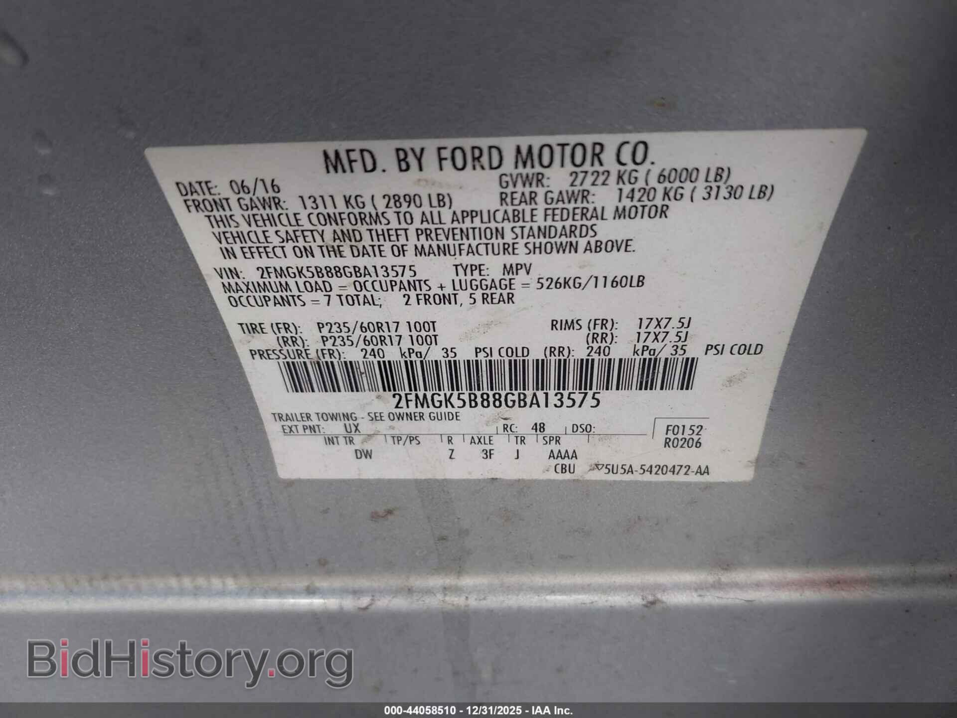 2016 FORD FLEX - VIN: 2FMGK5B88GBA13575 - Photo 9