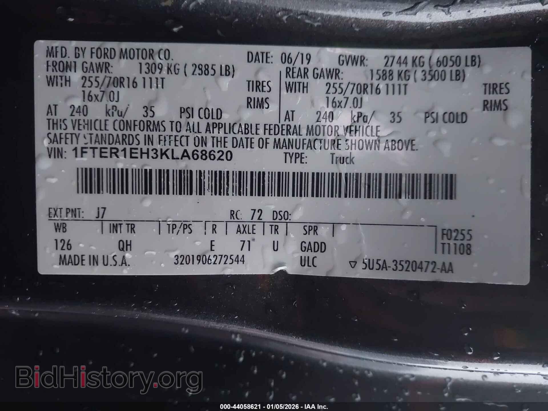 2019 FORD RANGER - VIN: 1FTER1EH3KLA68620 - Фото 9