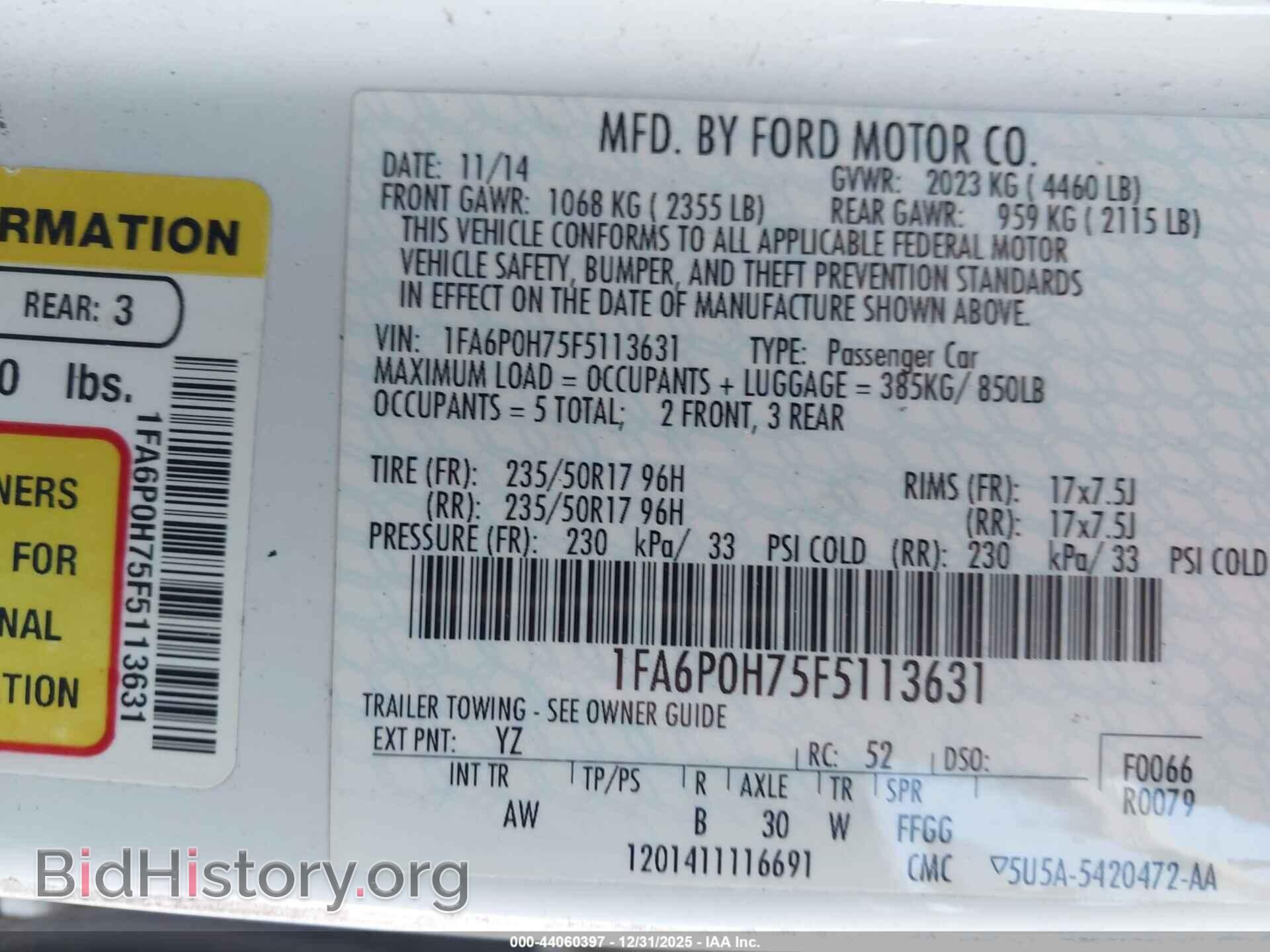 2015 FORD FUSION - VIN: 1FA6P0H75F5113631 - Фото 9