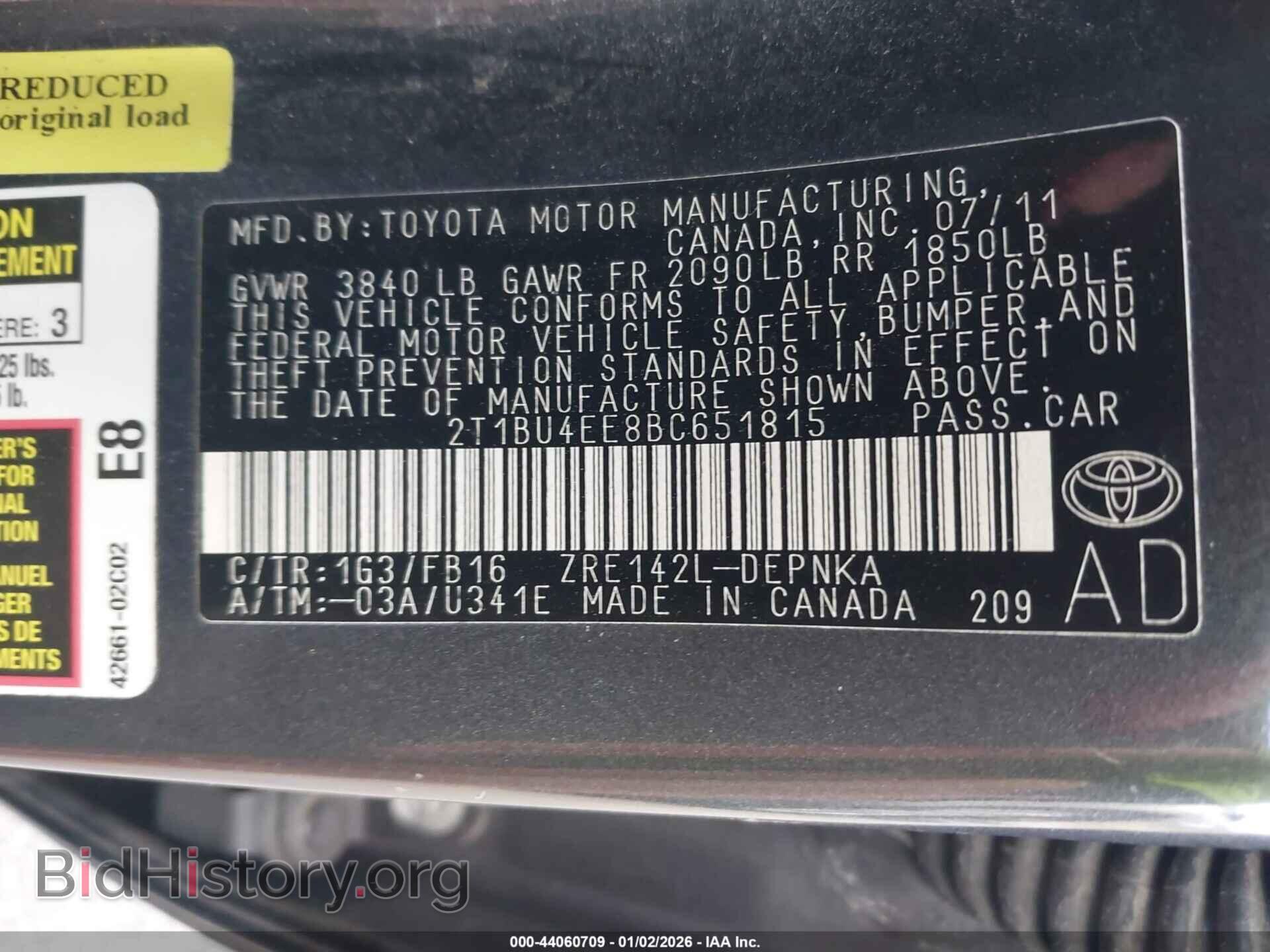 2011 TOYOTA COROLLA - VIN: 2T1BU4EE8BC651815 - Фото 9