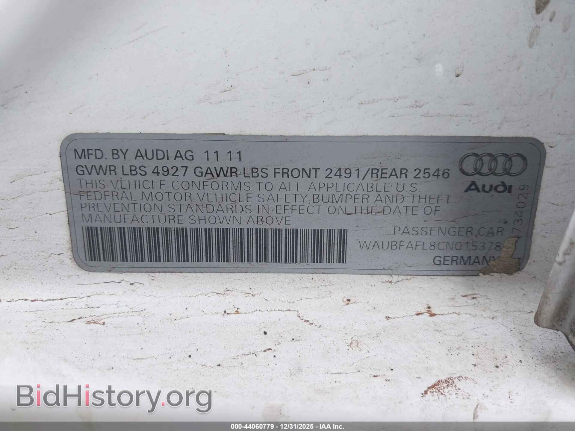 2012 AUDI A4 - VIN: WAUBFAFL8CN015378 - Фото 9