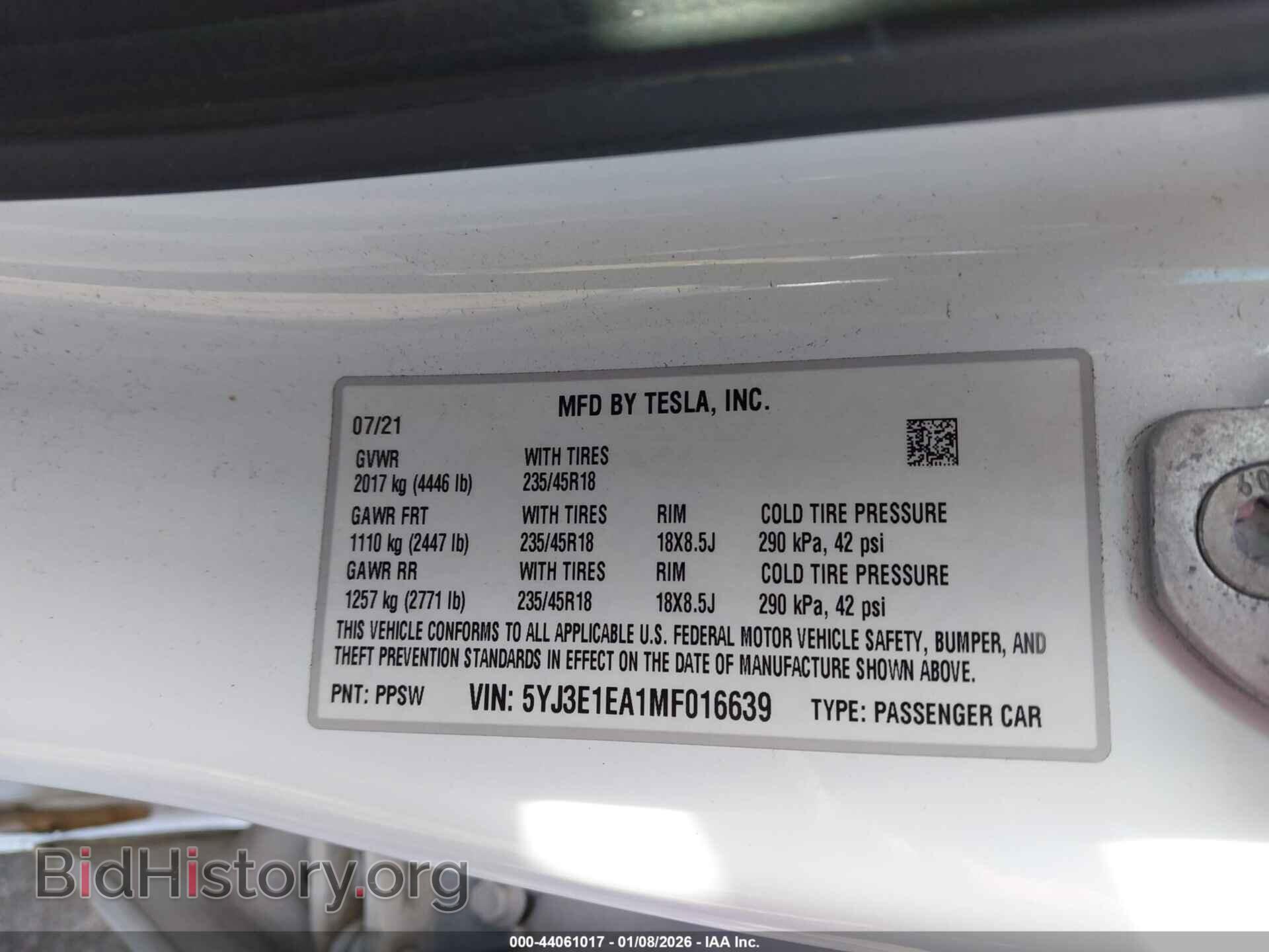 2021 TESLA MODEL 3 - VIN: 5YJ3E1EA1MF016639 - Photo 9