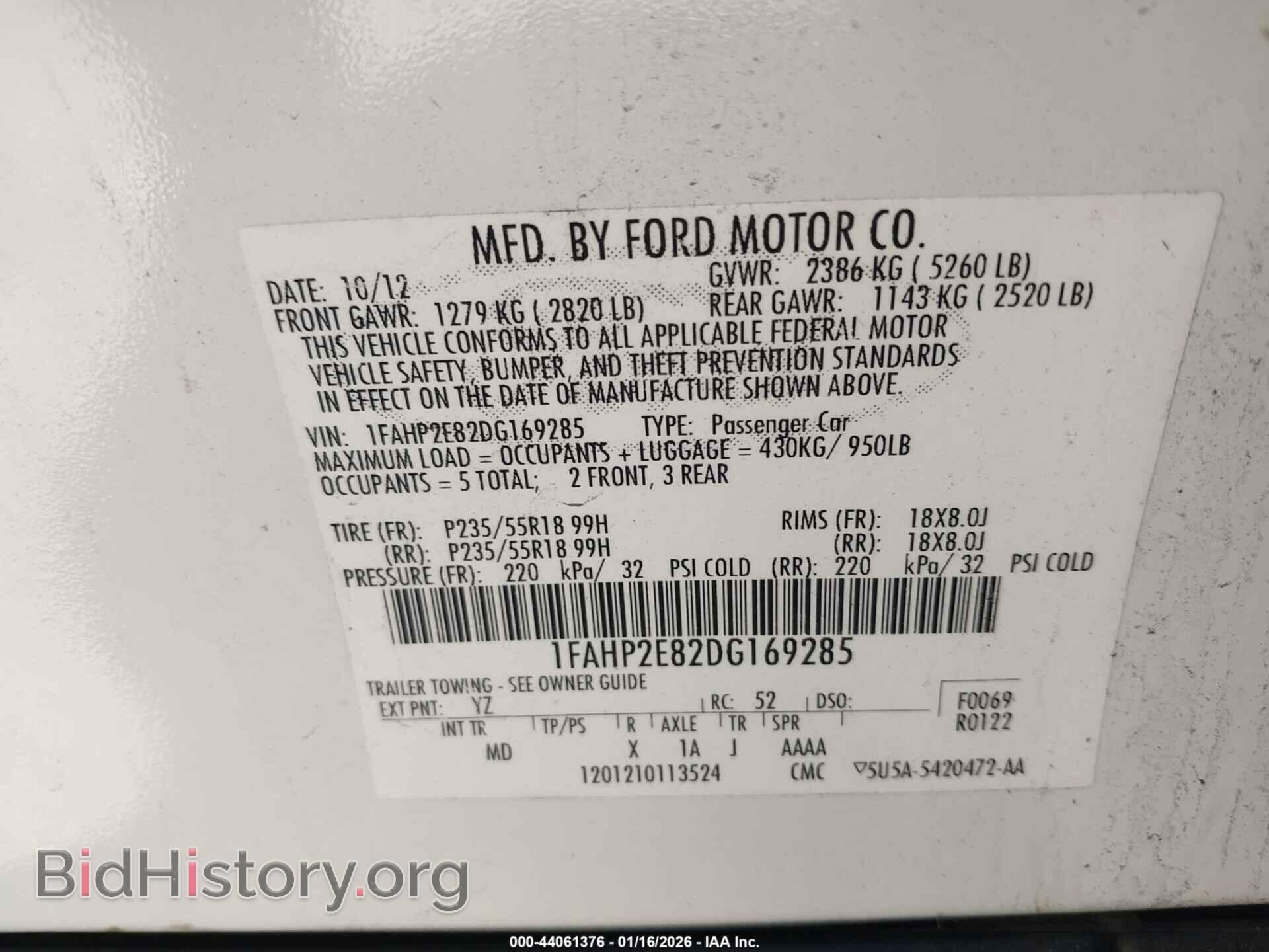 2013 FORD TAURUS - VIN: 1FAHP2E82DG169285 - Фото 9