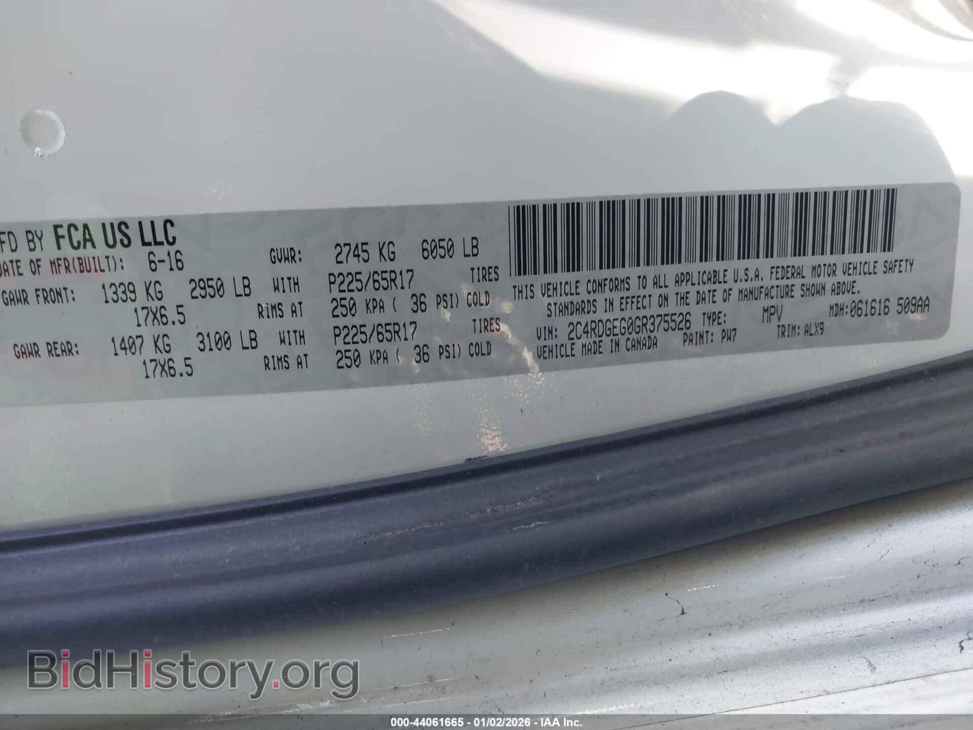 2016 DODGE GRAND CARAVAN - VIN: 2C4RDGEG0GR375526 - Фото 9
