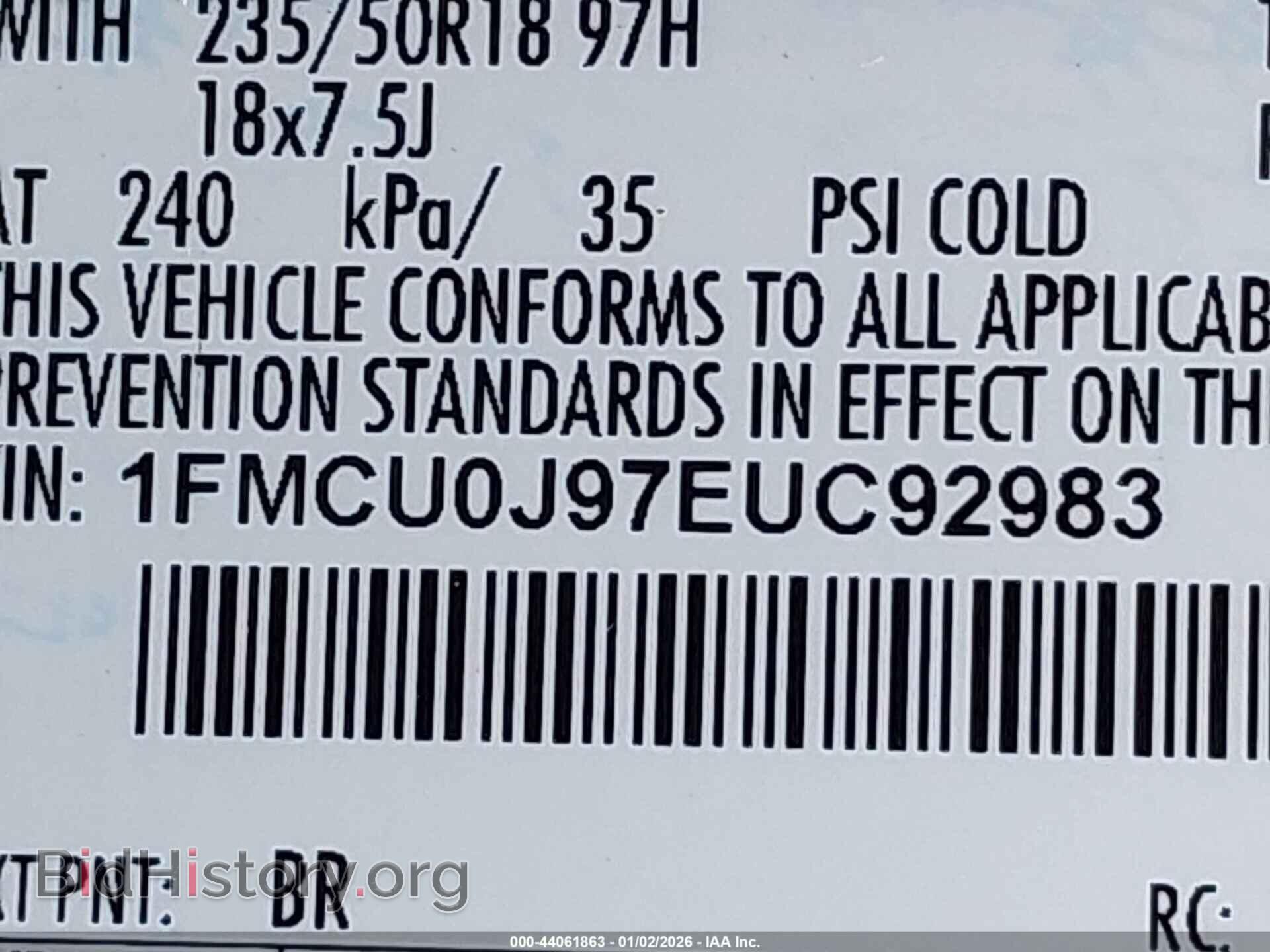 2014 FORD ESCAPE - VIN: 1FMCU0J97EUC92983 - Фото 9