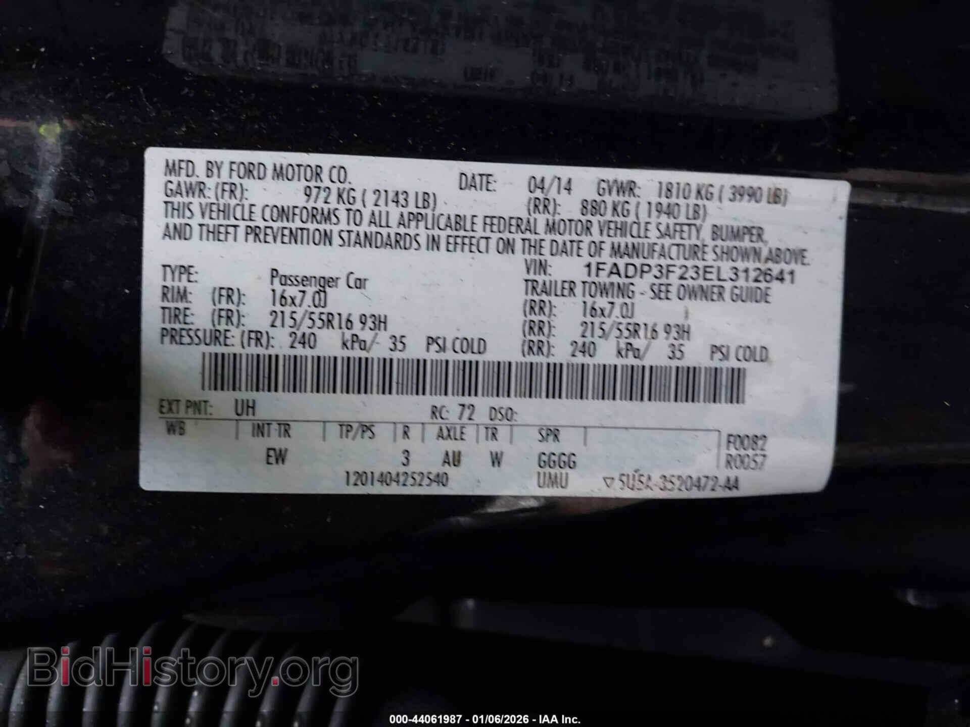 2014 FORD FOCUS - VIN: 1FADP3F23EL312641 - Фото 9