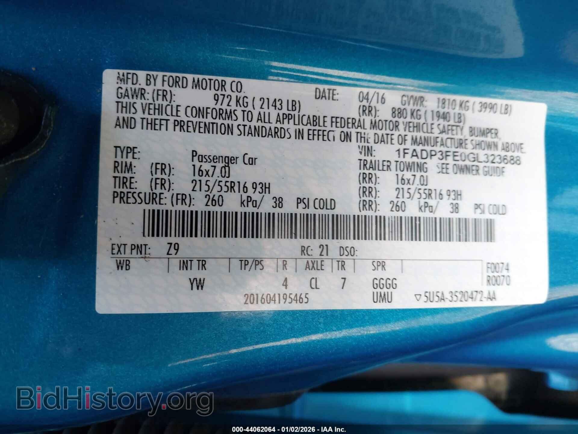 2016 FORD FOCUS - VIN: 1FADP3FE0GL323688 - Фото 9