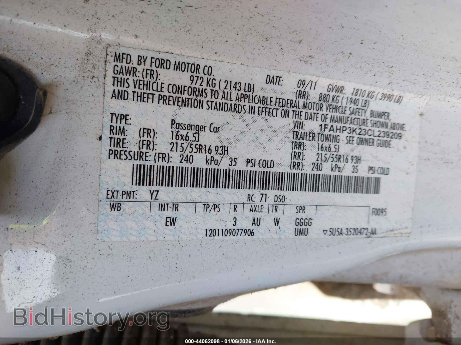 2012 FORD FOCUS - VIN: 1FAHP3K23CL239209 - Фото 9