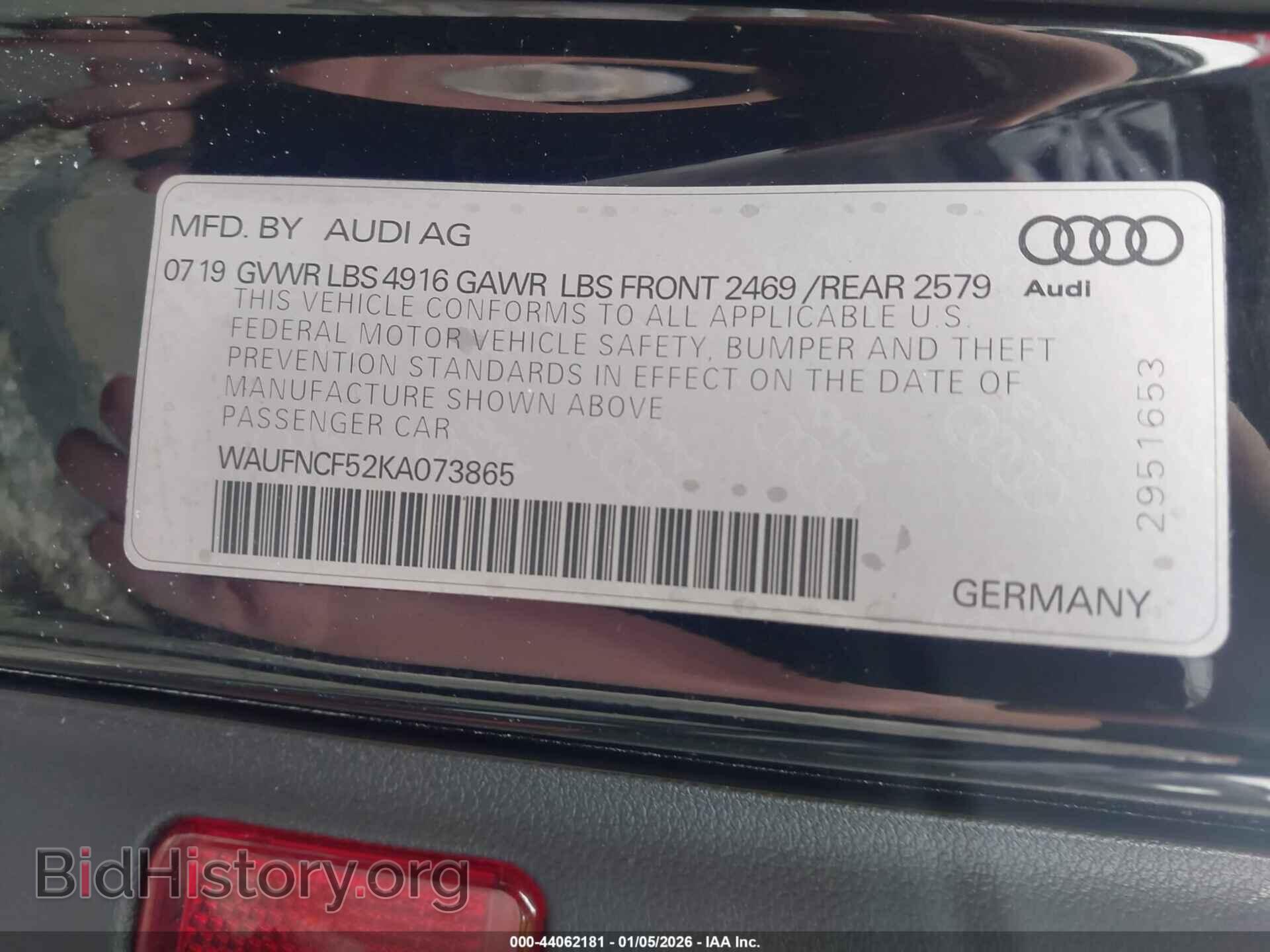 2019 AUDI A5 - VIN: WAUFNCF52KA073865 - Фото 9