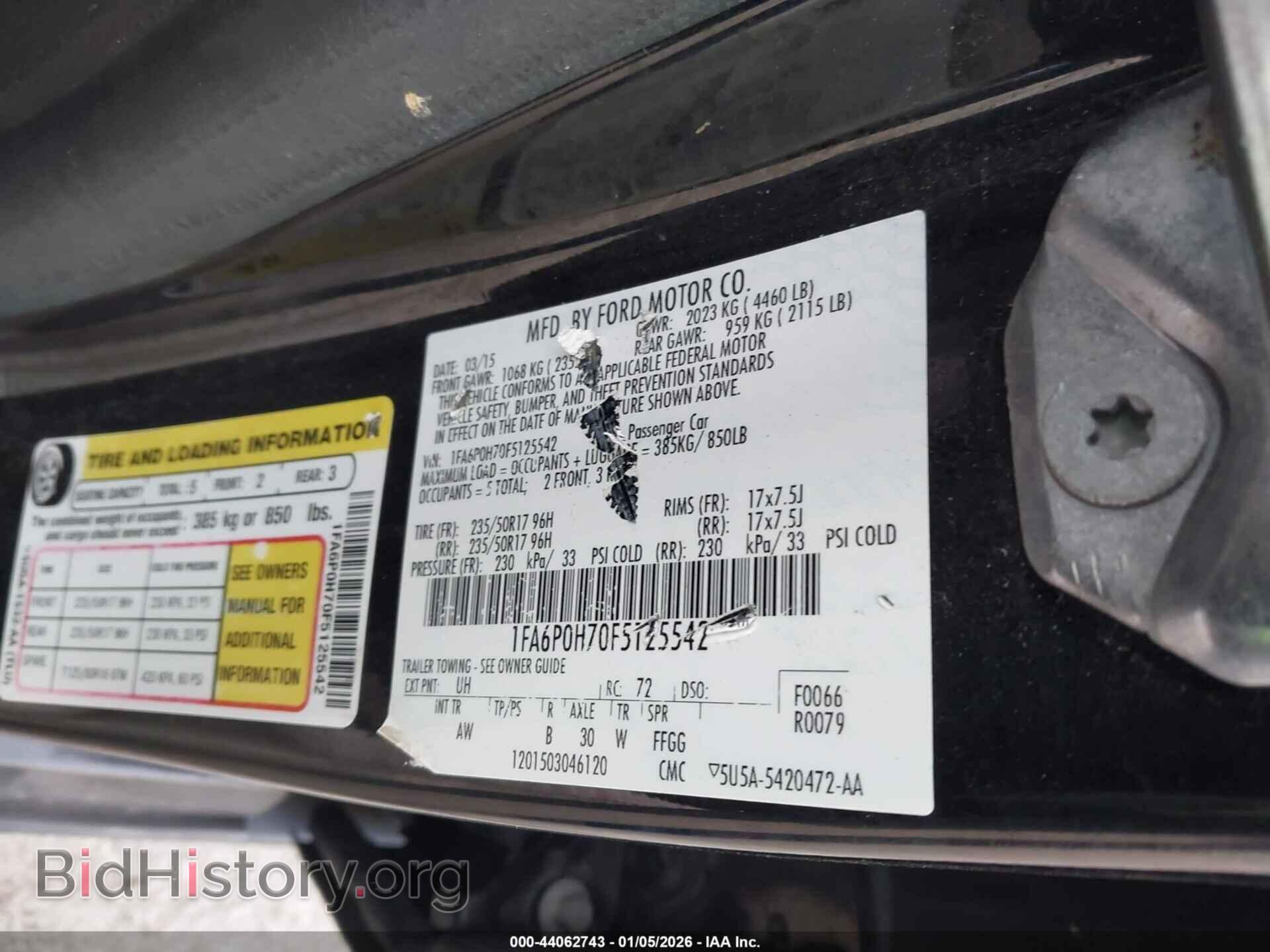 2015 FORD FUSION - VIN: 1FA6P0H70F5125542 - Фото 9